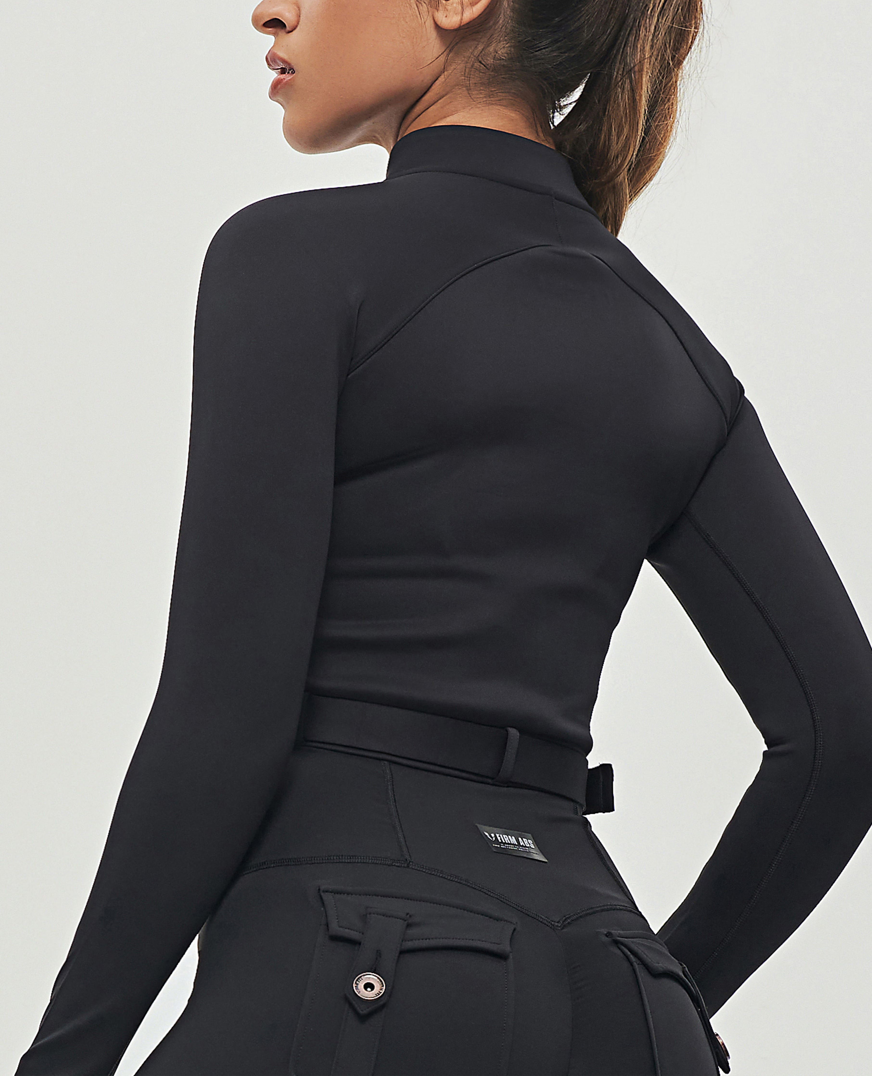 Chaqueta corta de zip a llena - negro