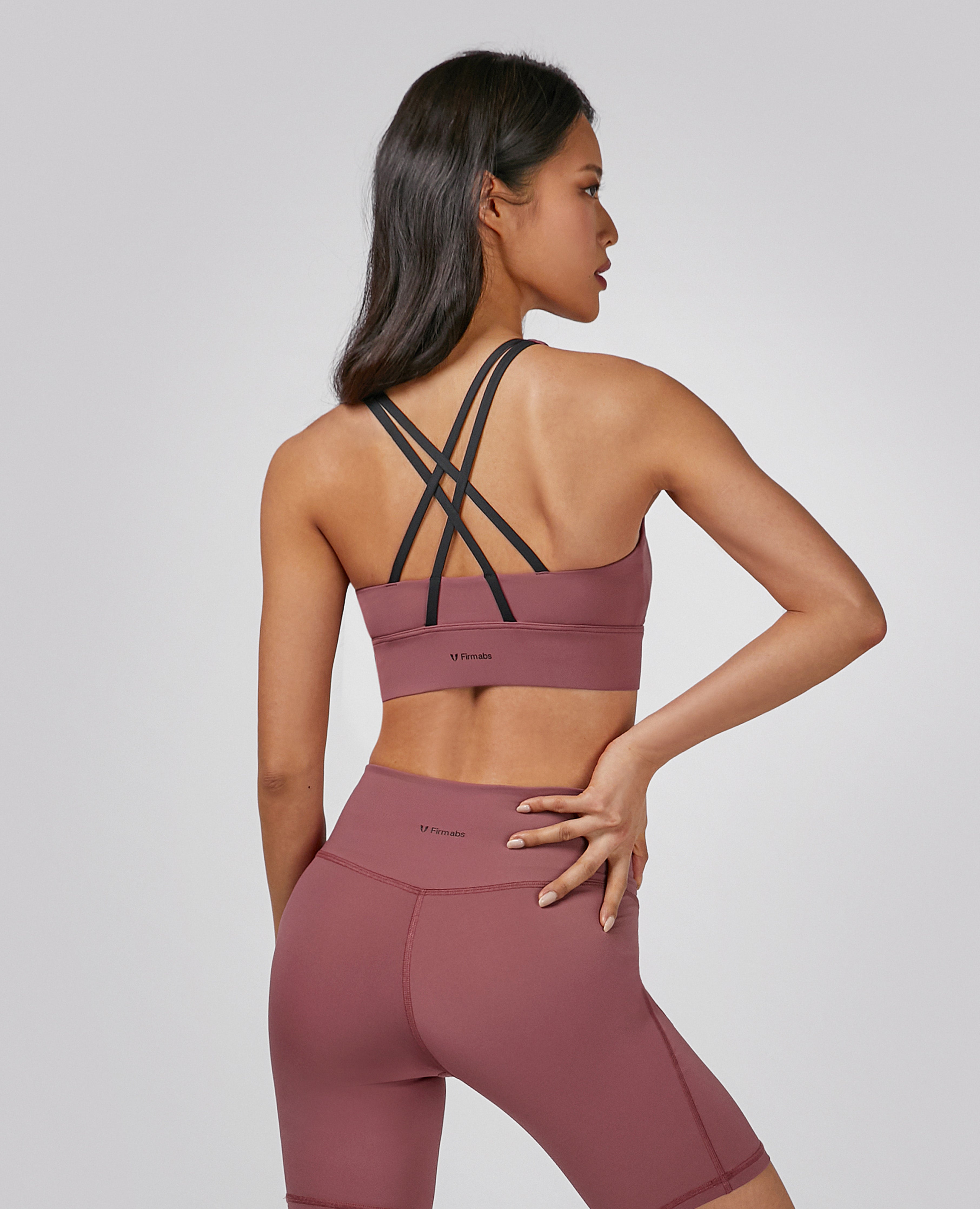 Back Crossover Sports Bra - Rose