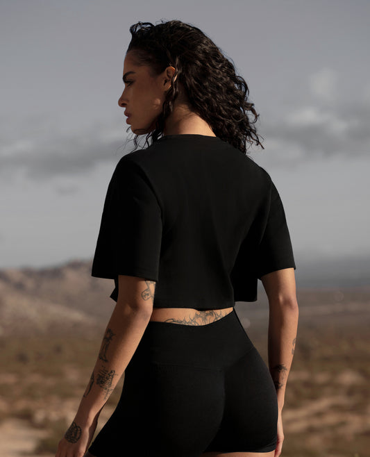 Super Cropped Comfy T-Shirt - Black