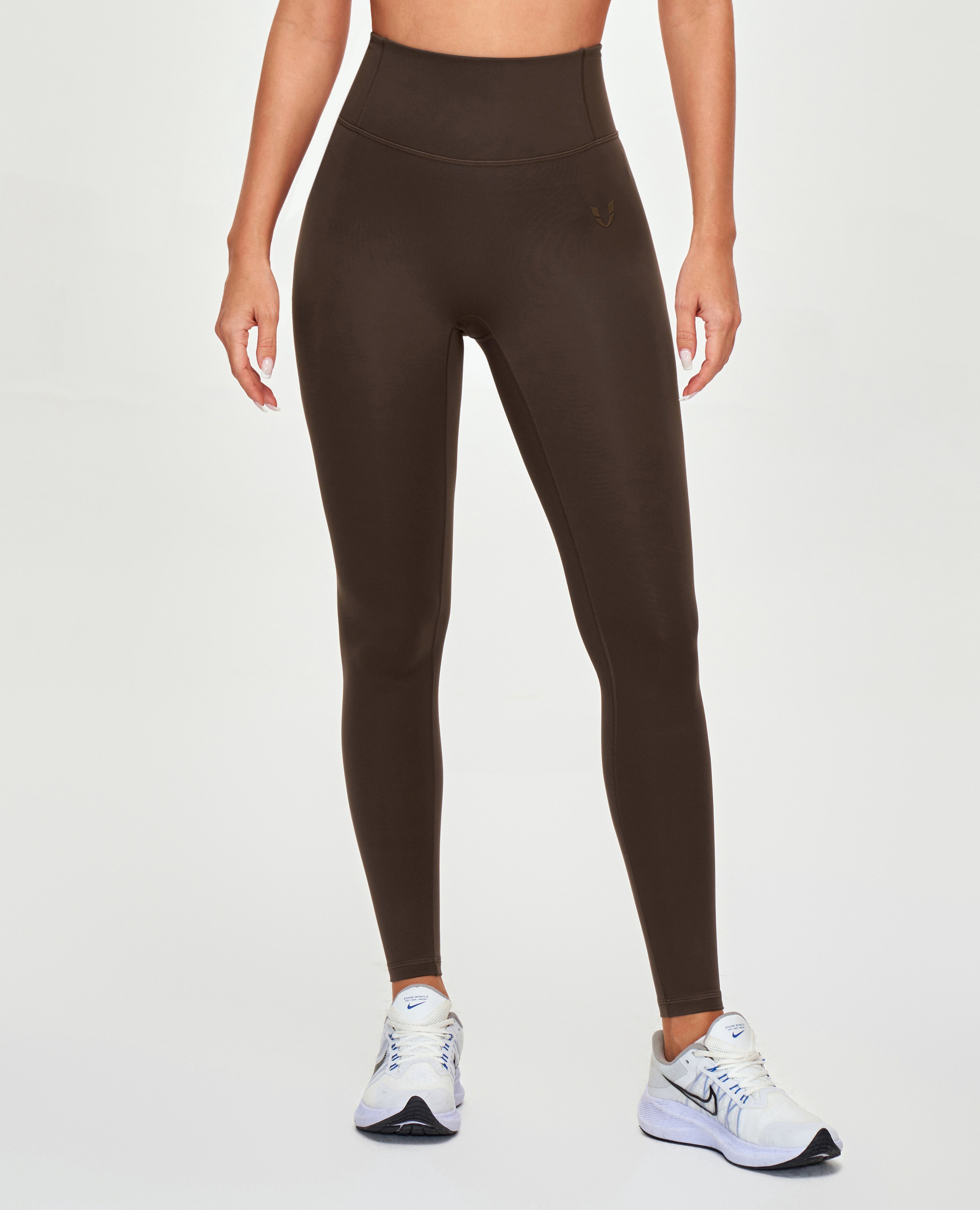 Hoch taillierte Trainingsleggings – Braun