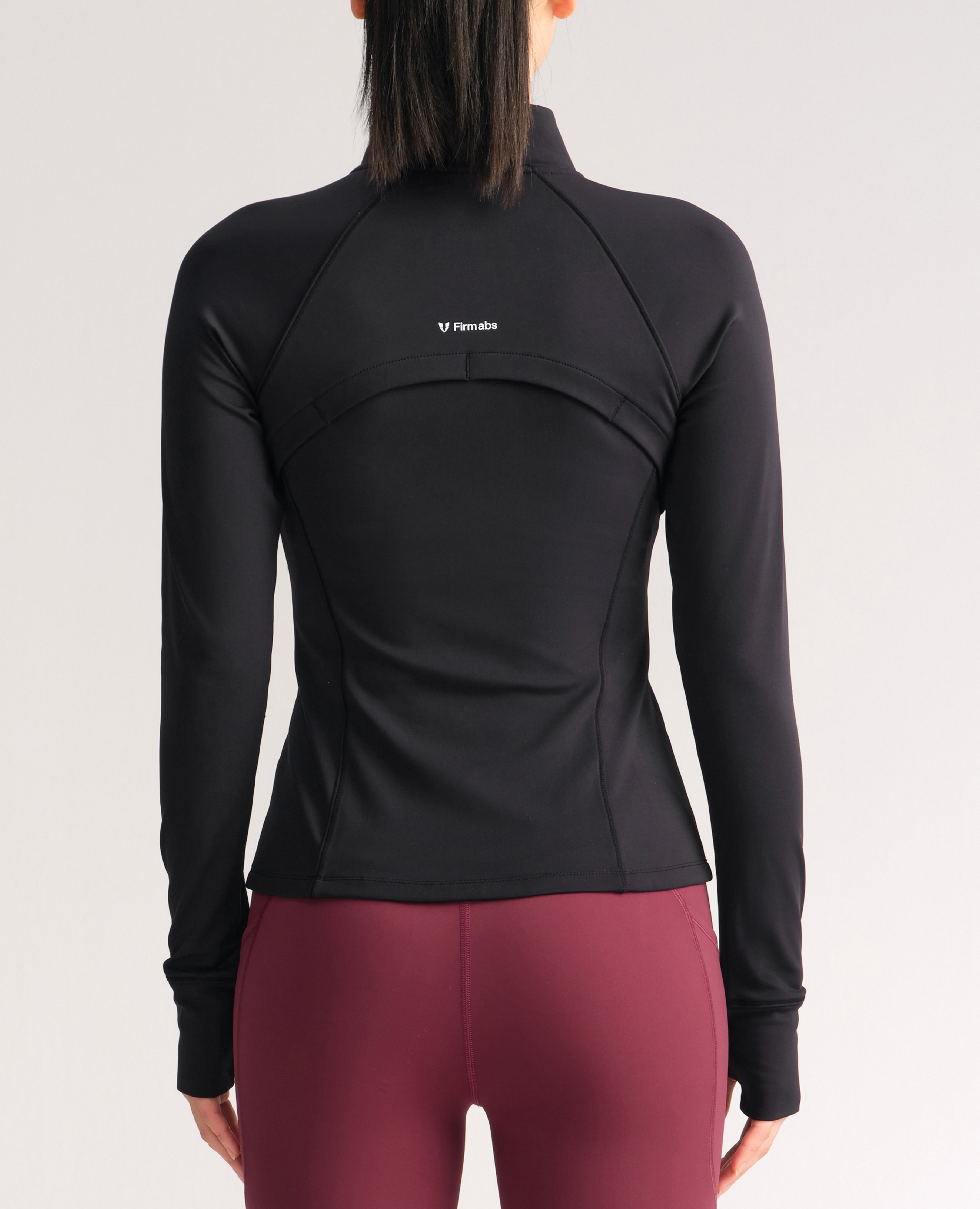 Slim Fit Thin Fleece Athletic Jacket - Black