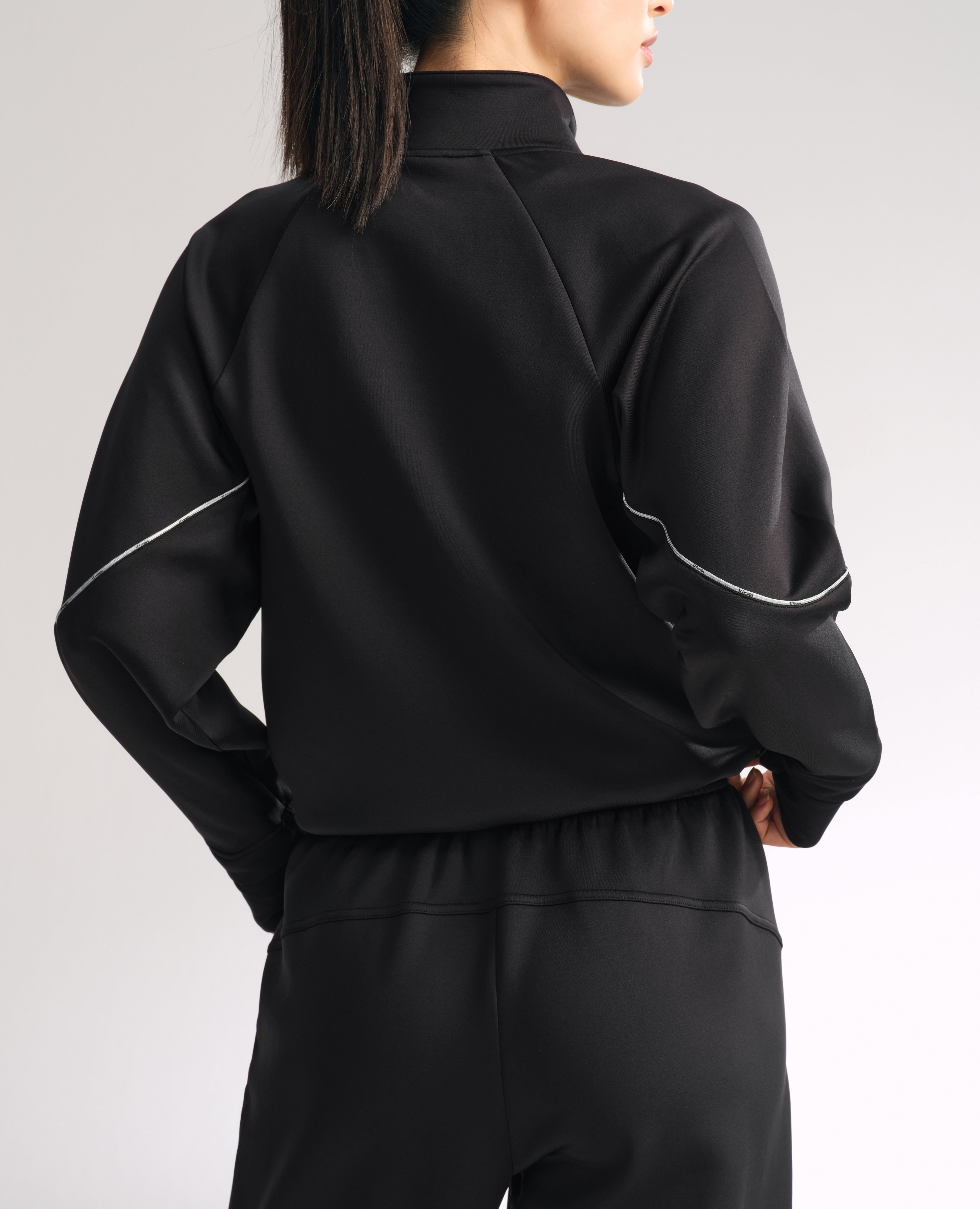 Stand Collar Half Zip Drawstring Athletic Pullover - Black
