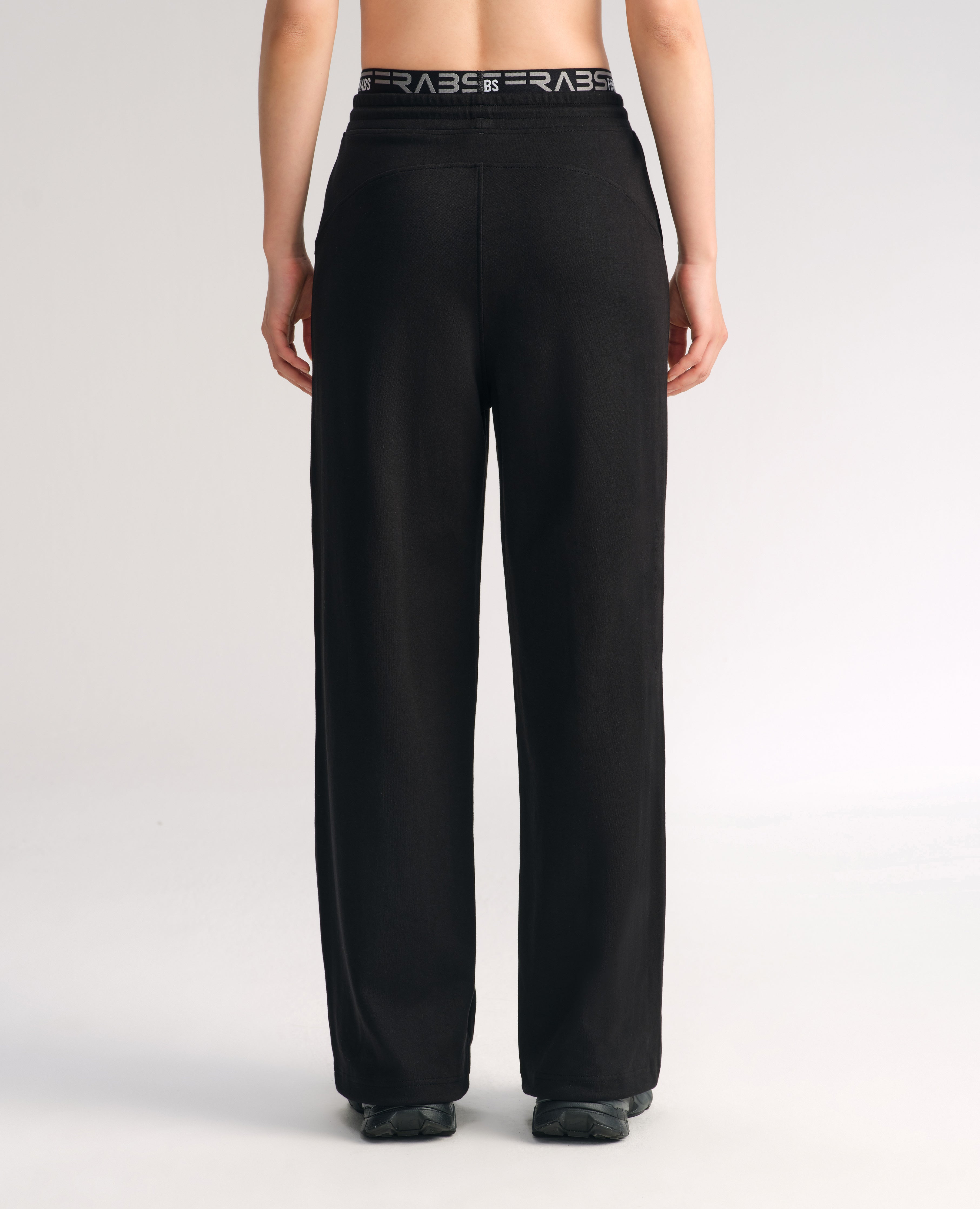 Loose Fit Athletic Drawstring Pants  - Black