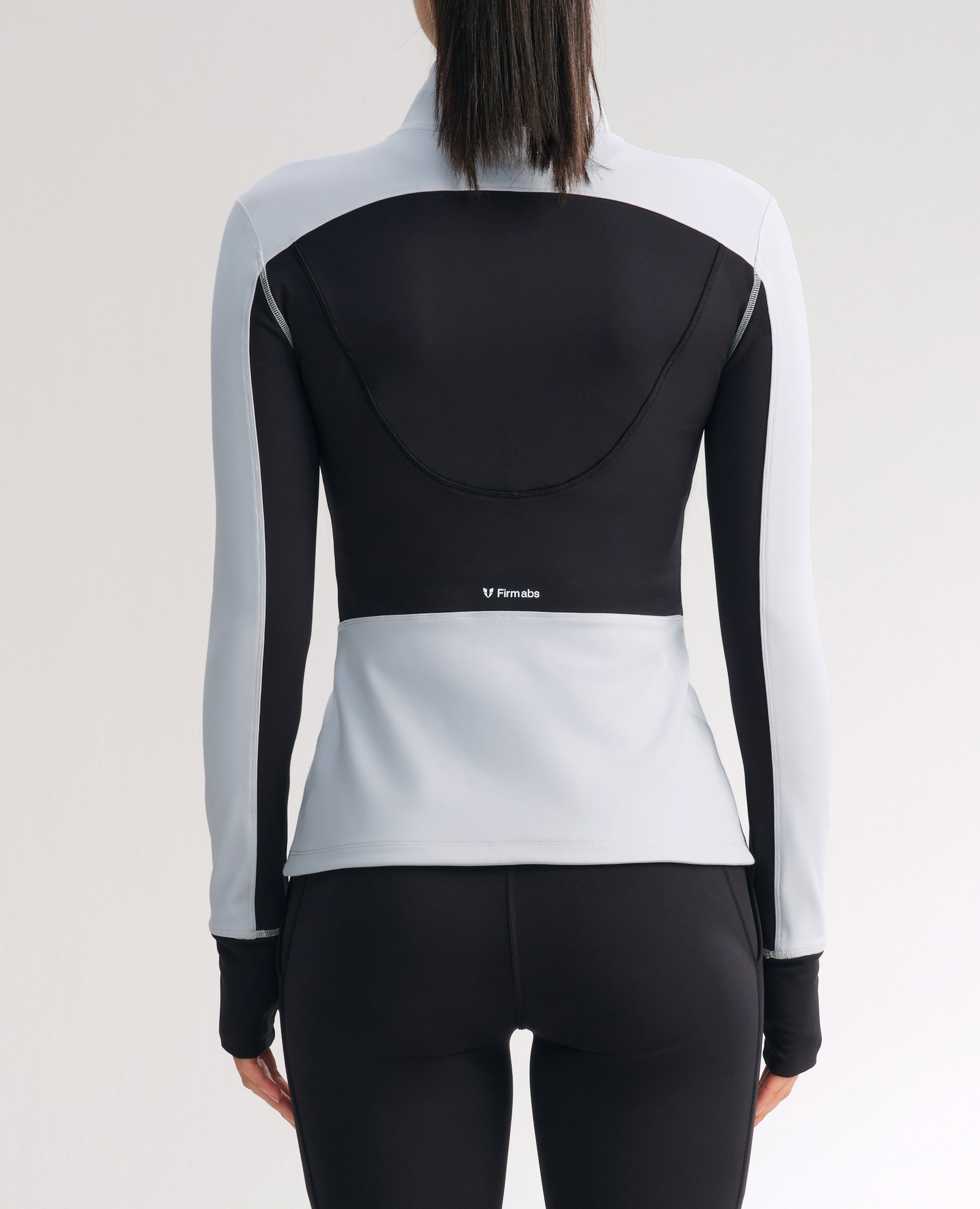 Slim Fit Color Block Athletic Jacket - Gray and Black