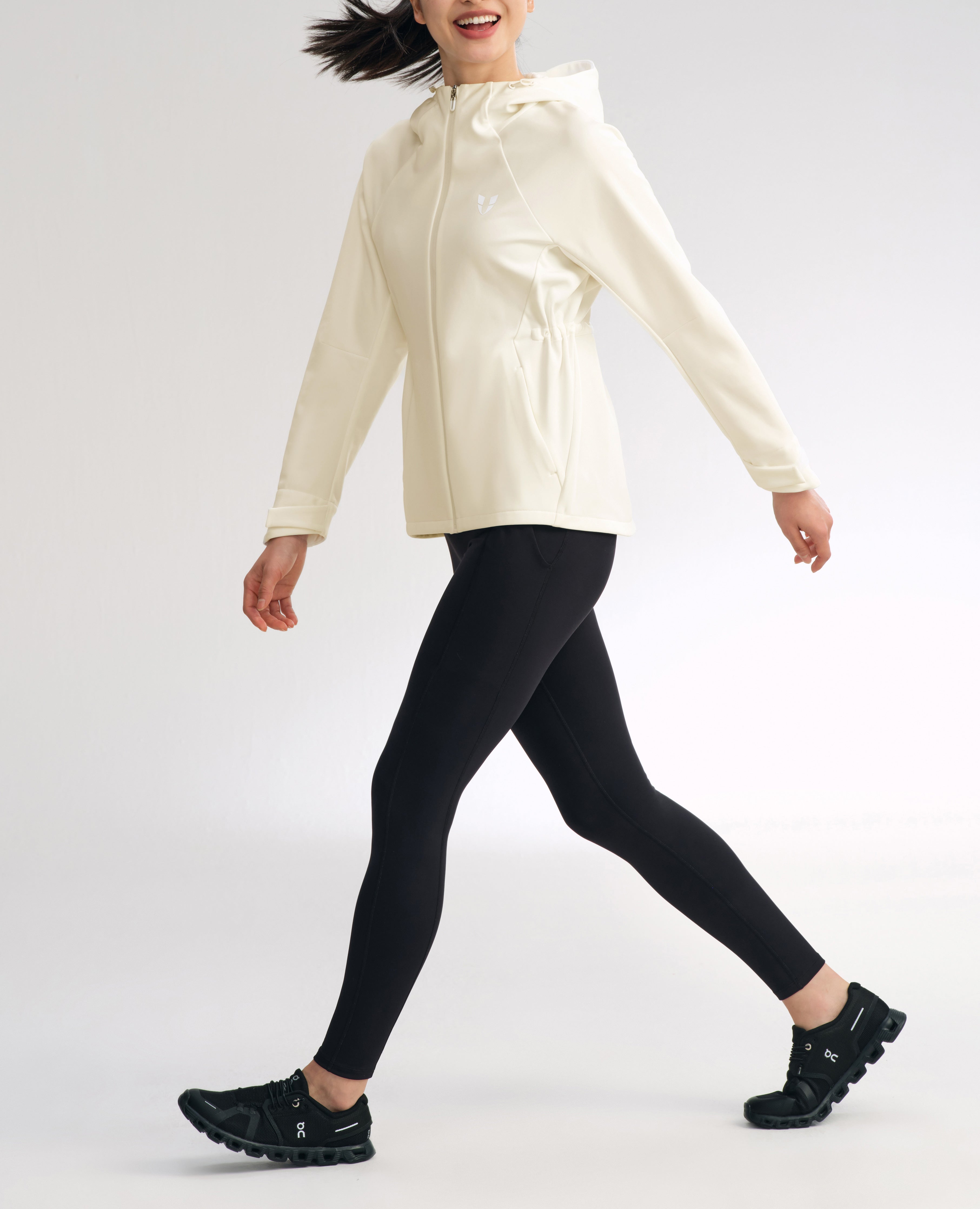 Water-Repellent Fleece Lined Zip Up Hoodie Jacket - White