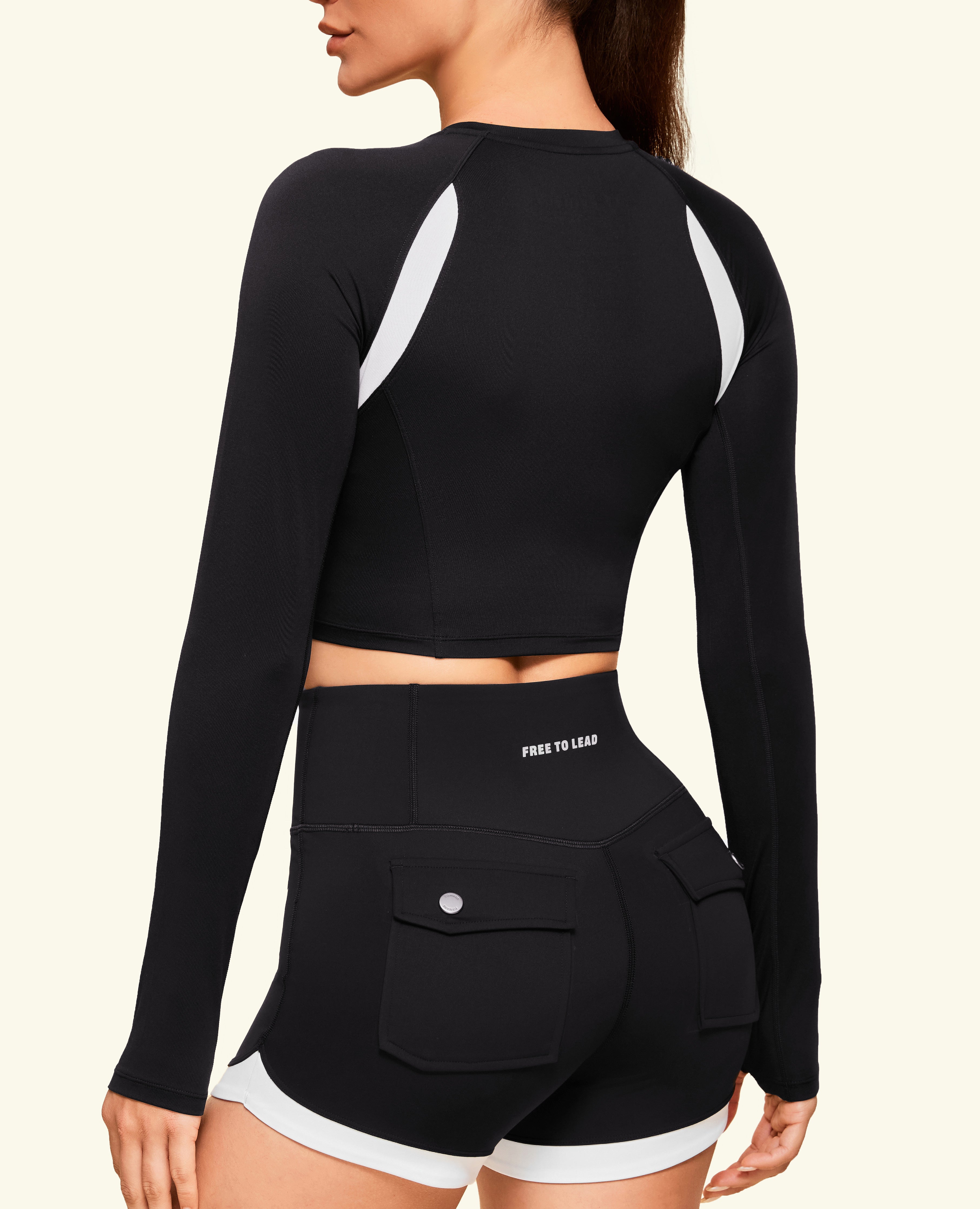 Empower Fit Crop Long manga - Negro