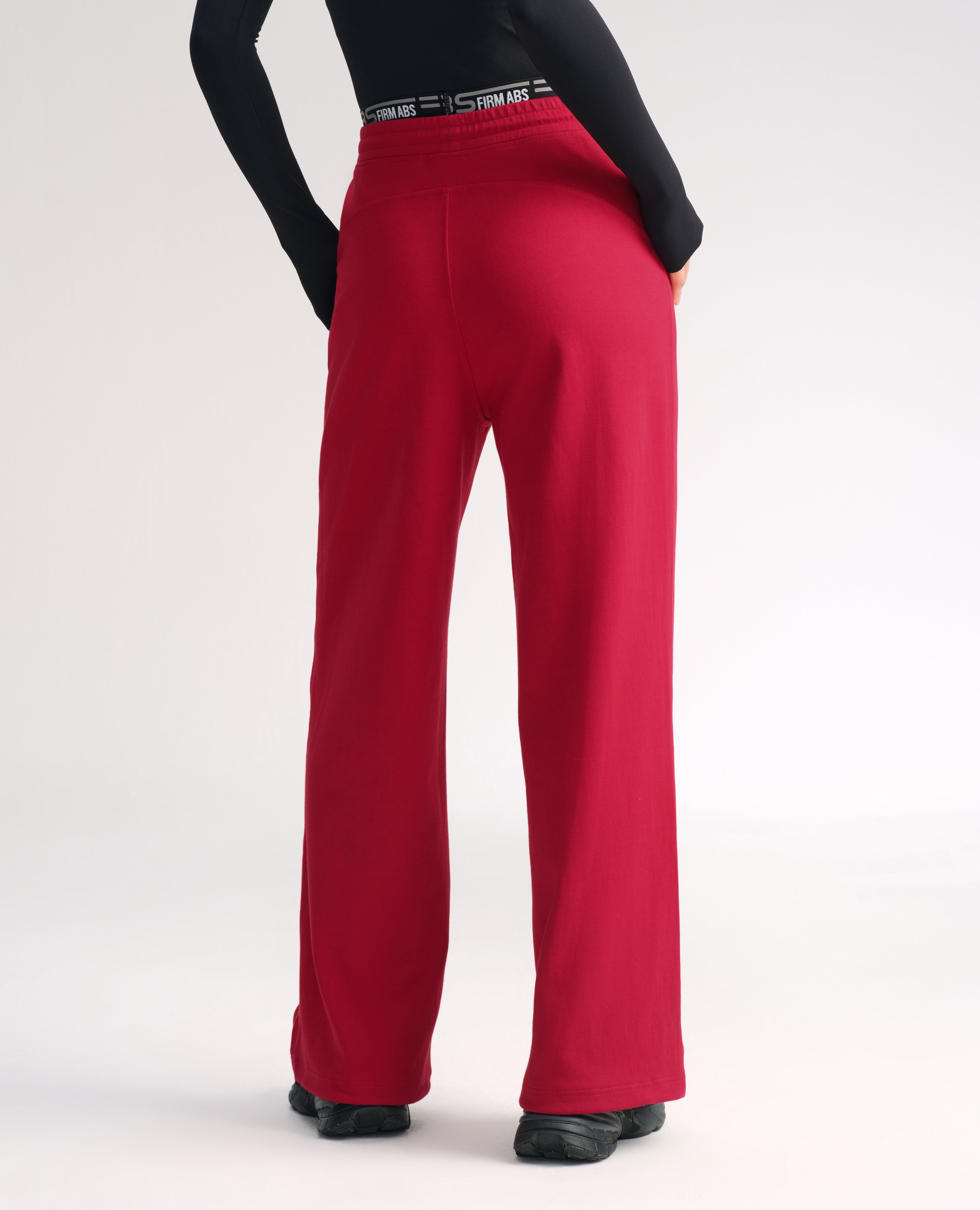 Loose Fit Athletic Drawstring Pants  - Red