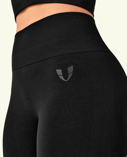 Ribbed Butt Lift Leggings - Black