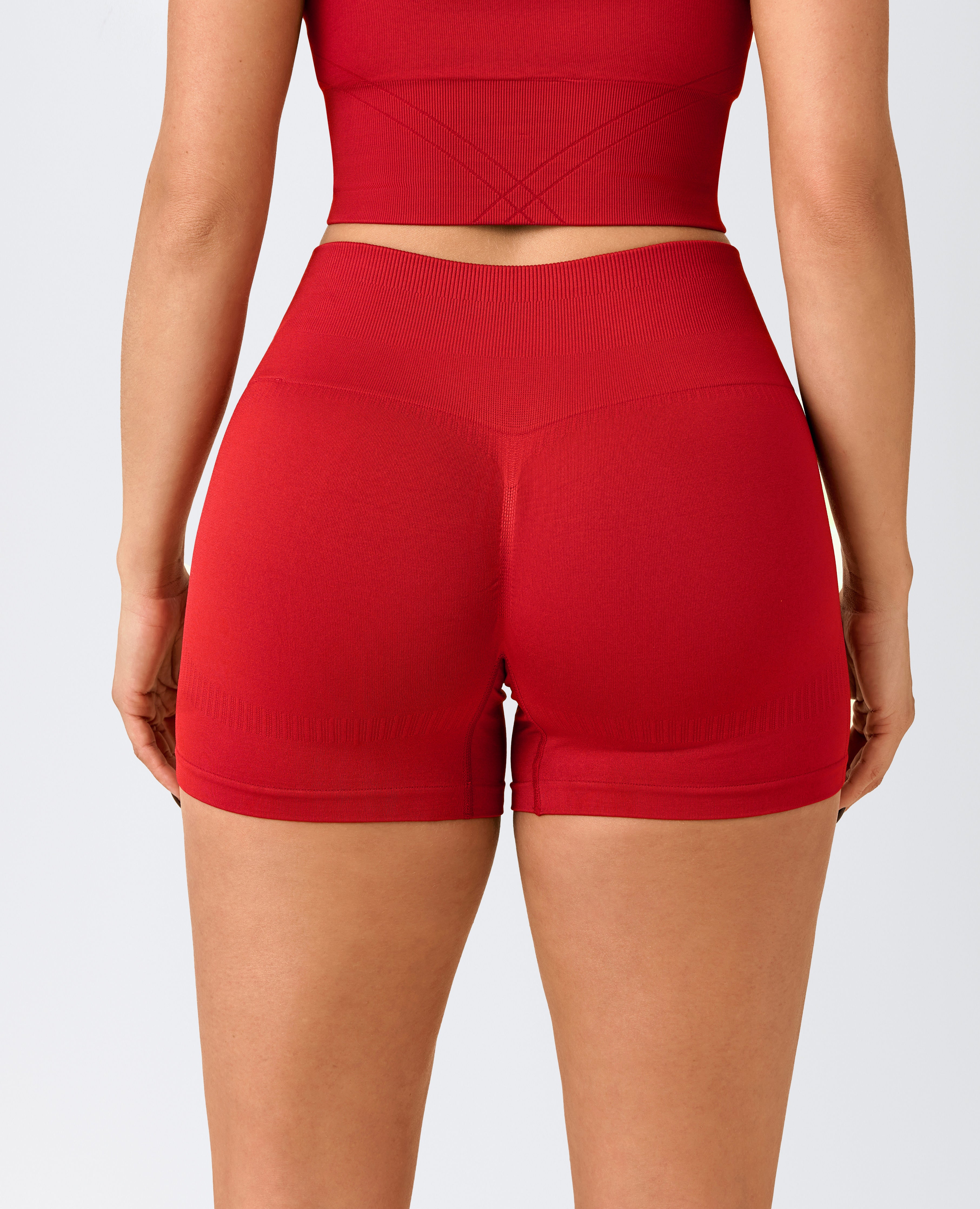 Tight Fit High Waist Shorts - Red Cranberry