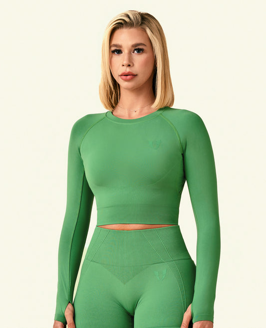 Hold Tight Cropped Long Sleeve T-Shirt - Green