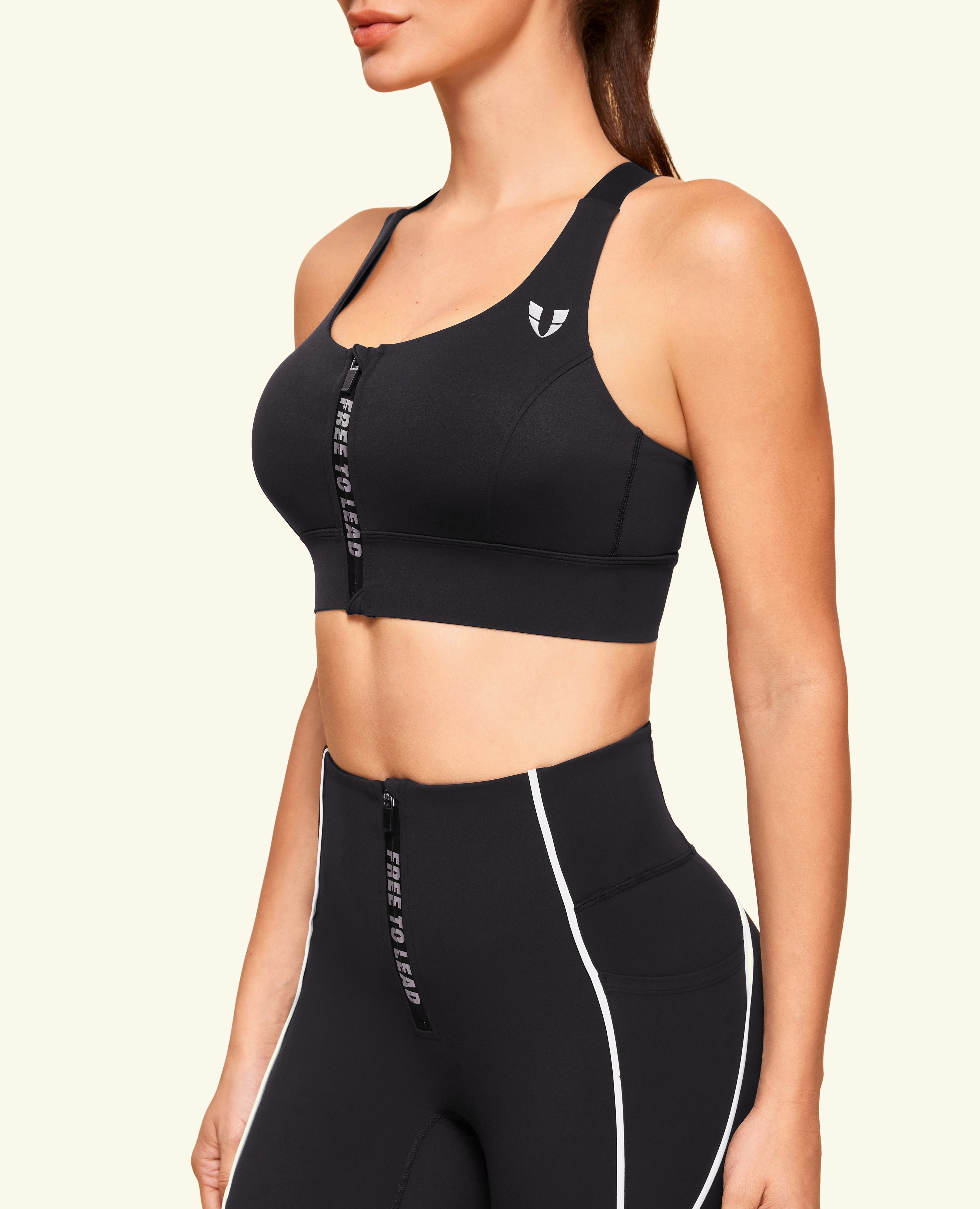 ENERGY ZIP Front Sports Bra - Negro