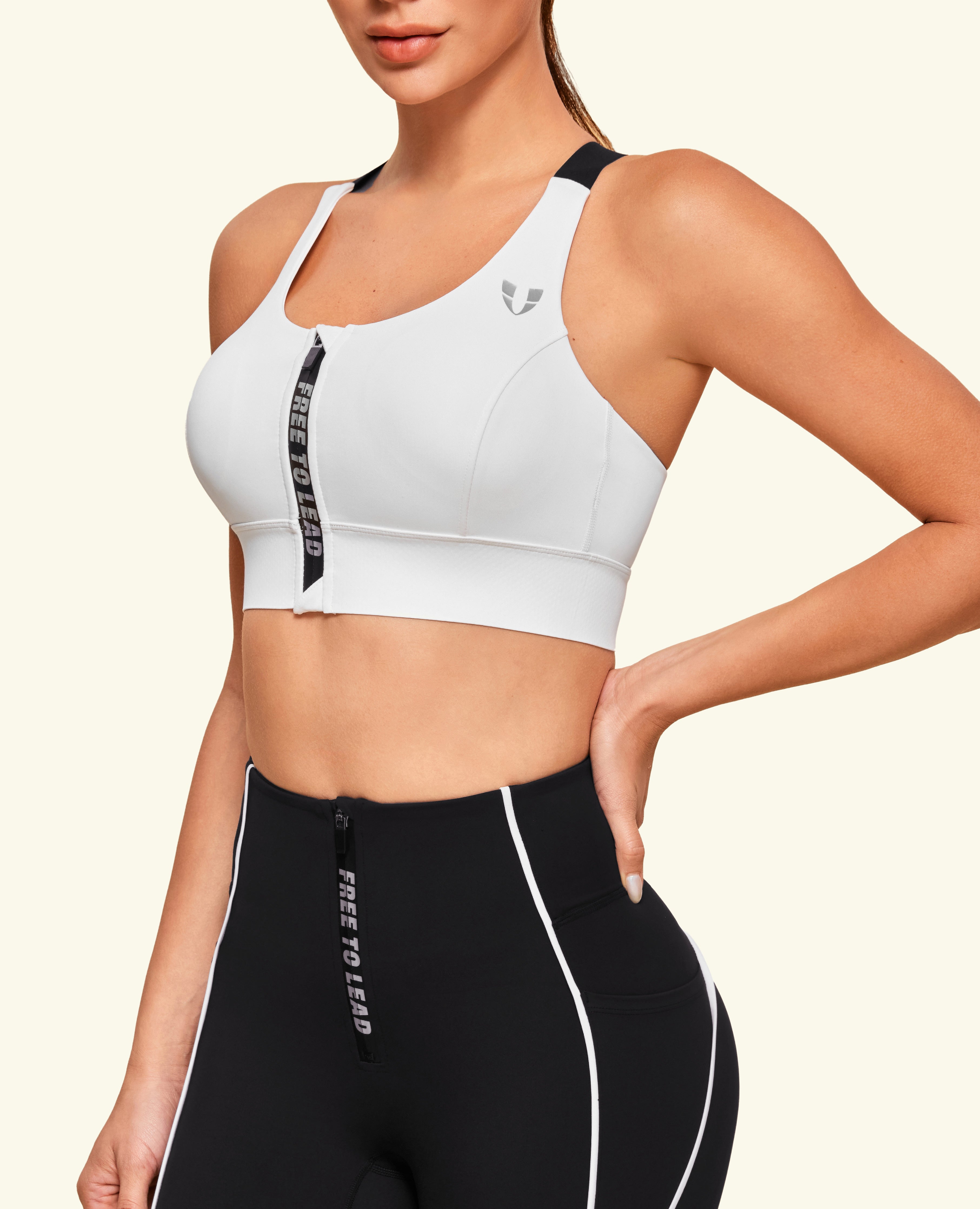 Energy Zip Front Sports Bra - White