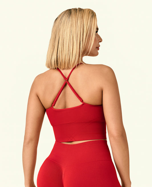 Energy Strait Strap Longline Top - Red Cranberry