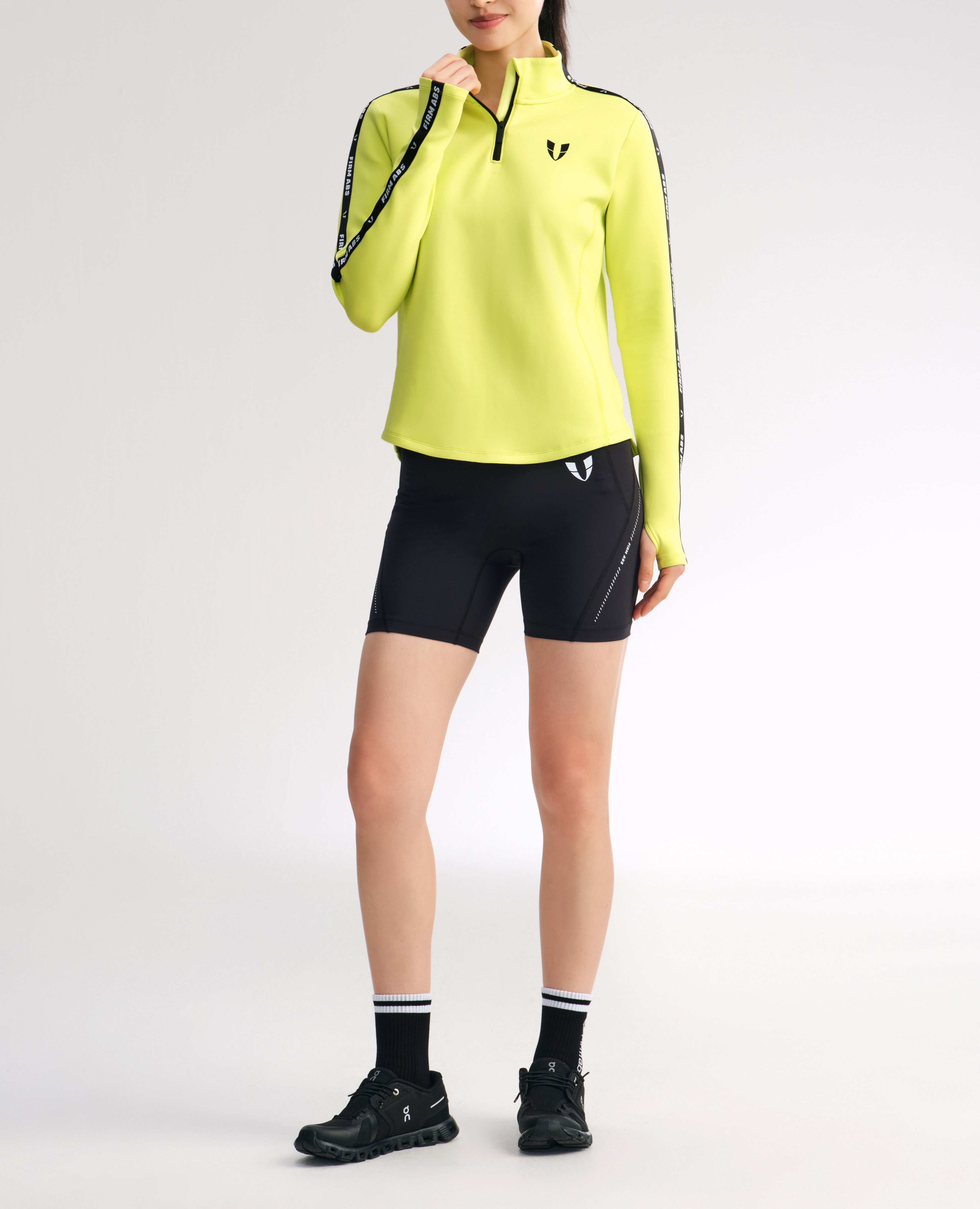 Athletic Half Zip Pullover Top - Lemon Yellow