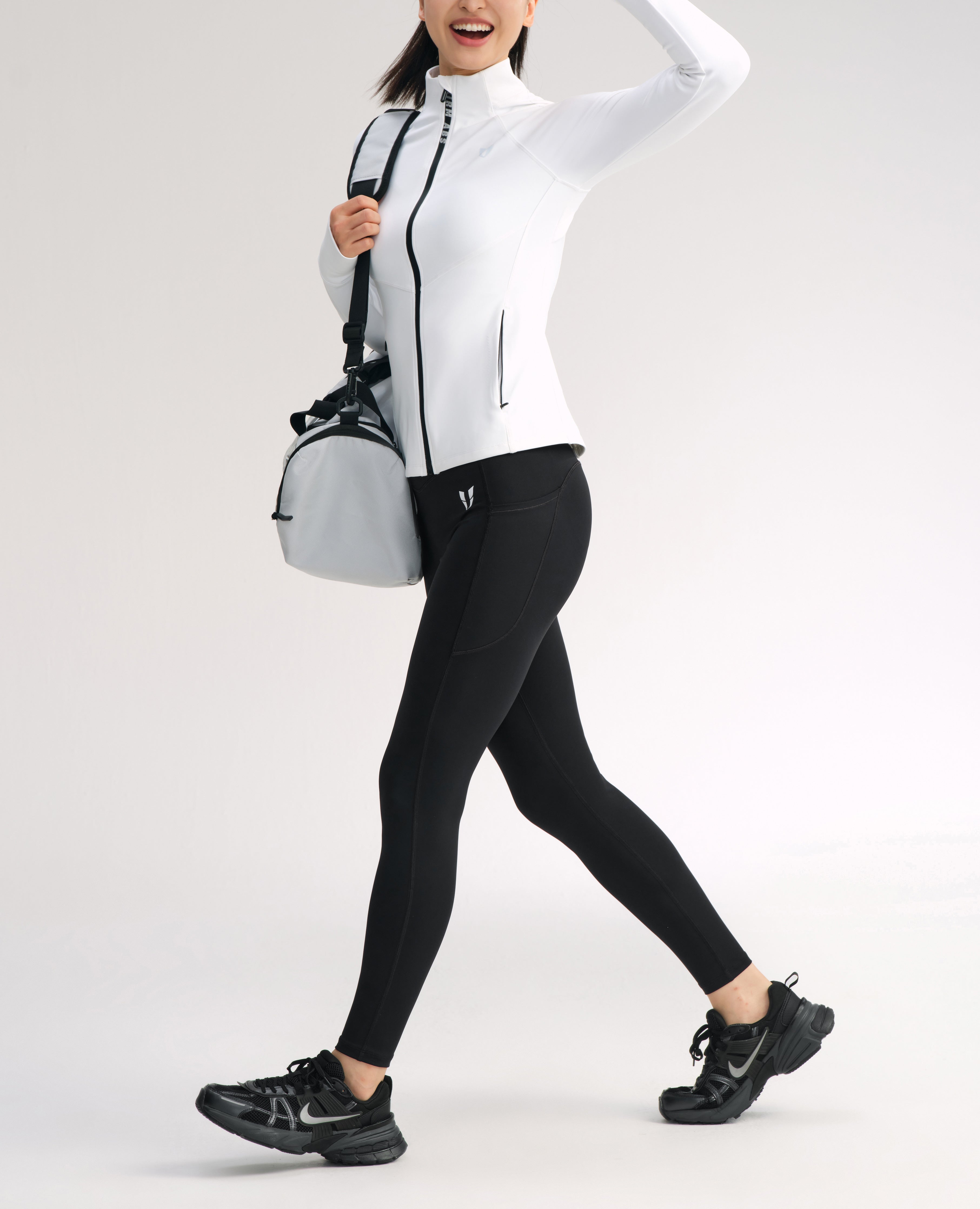 Slim Fit Thin Fleece Athletic Jacket - White