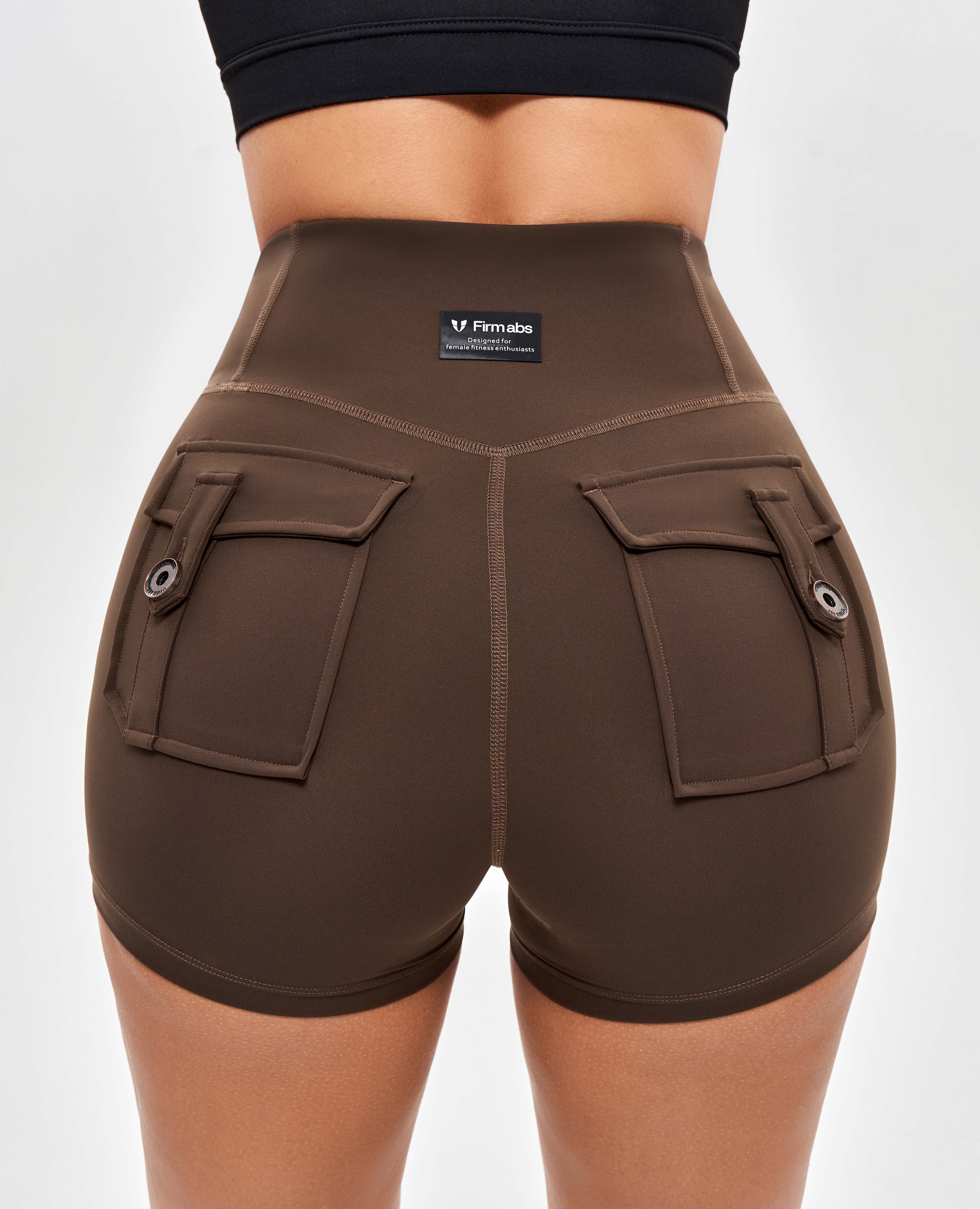 V-waist Cargo Shorts Plus-Dark Brown