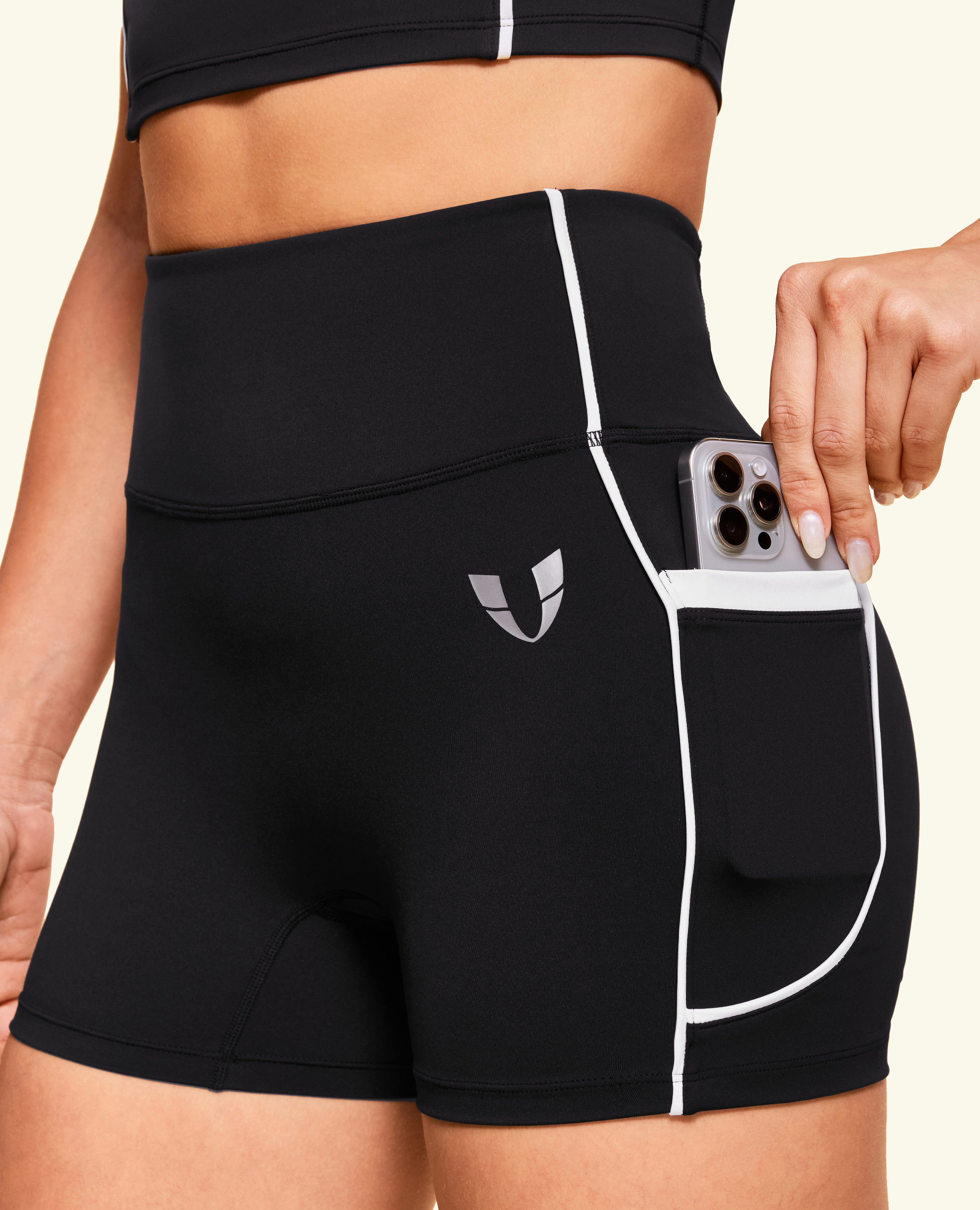 Butt Lift Pocket High Waist Shorts - Black