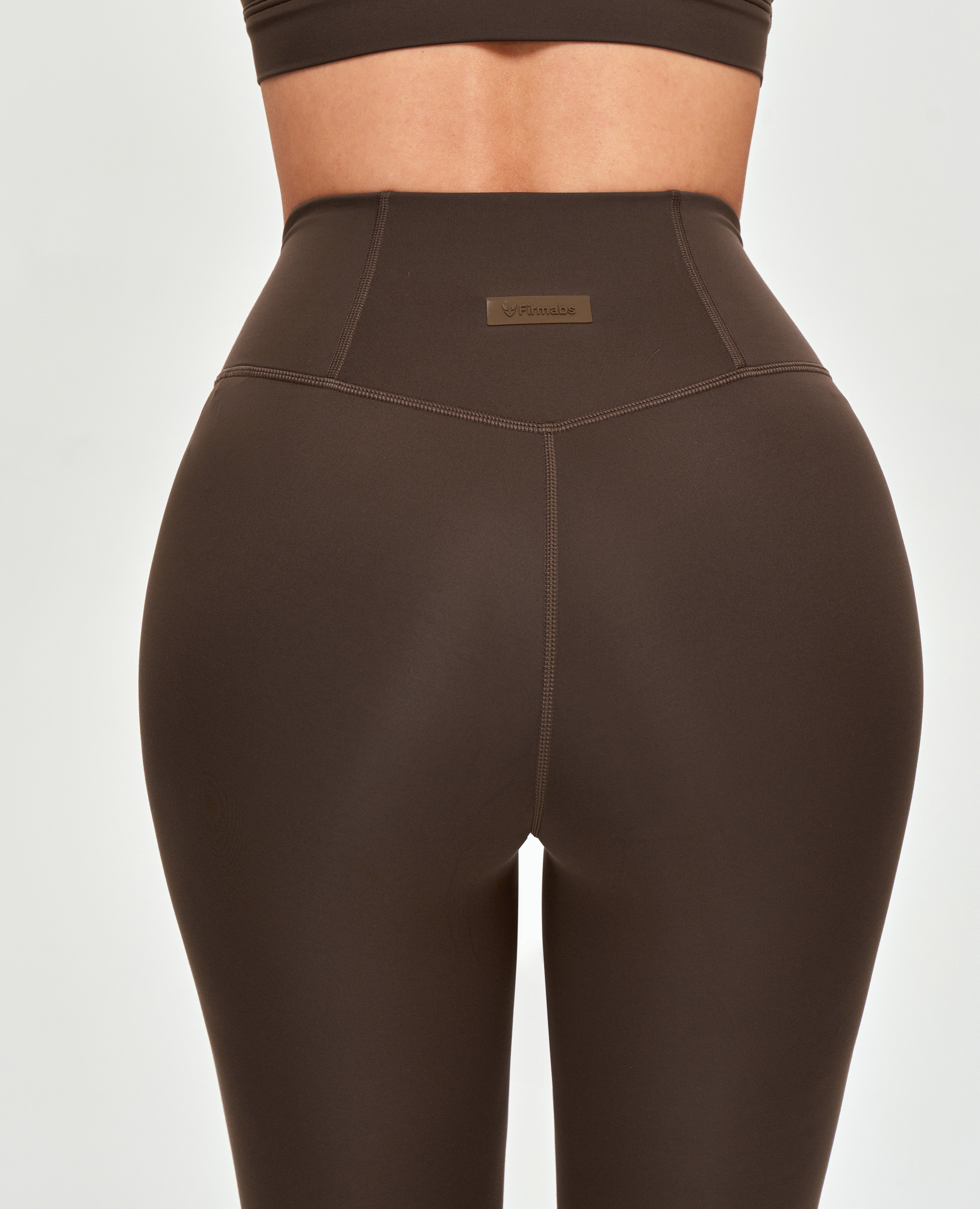 High Waisted Workout Leggings - Brown