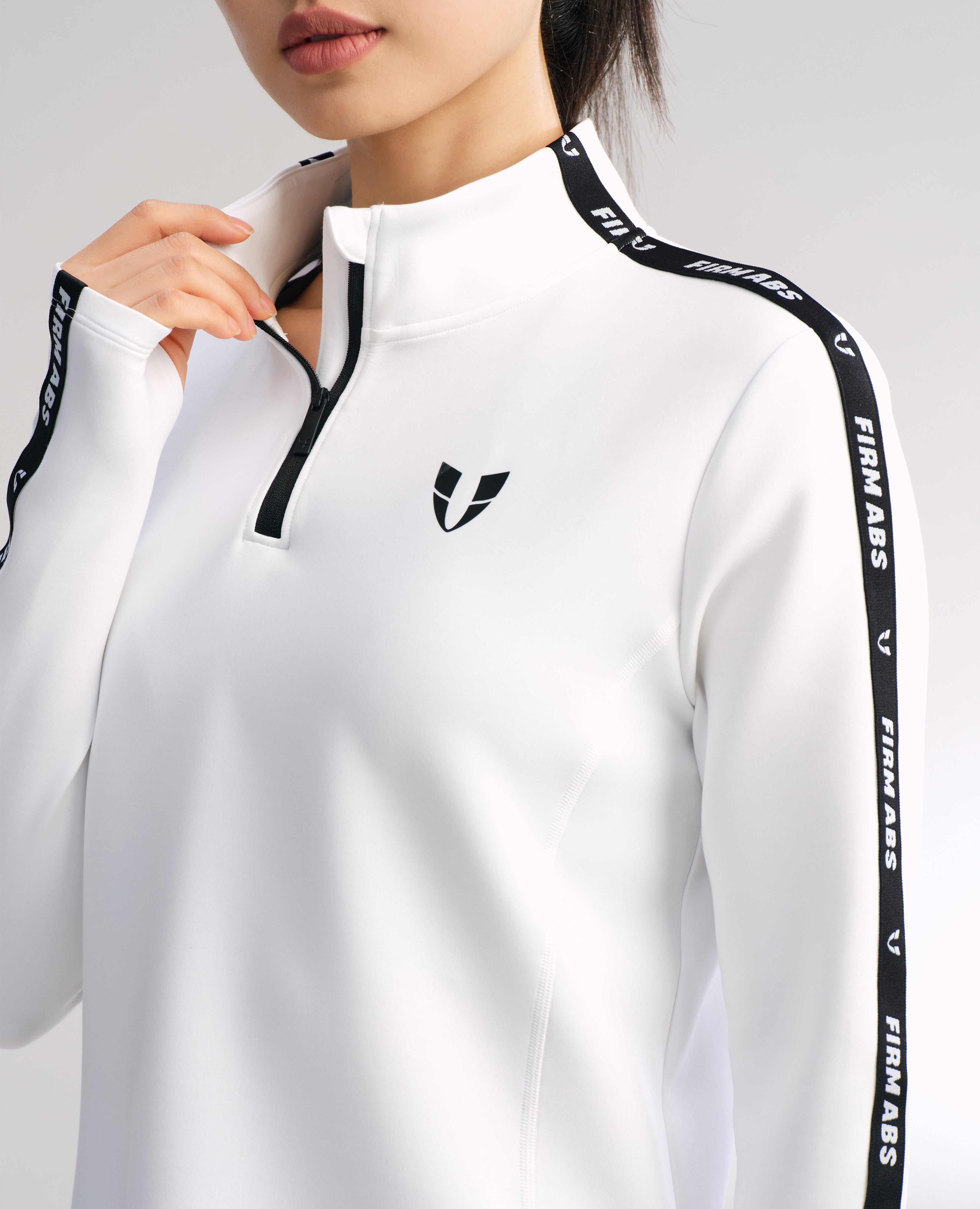 Athletic Half Zip Pullover Top - White