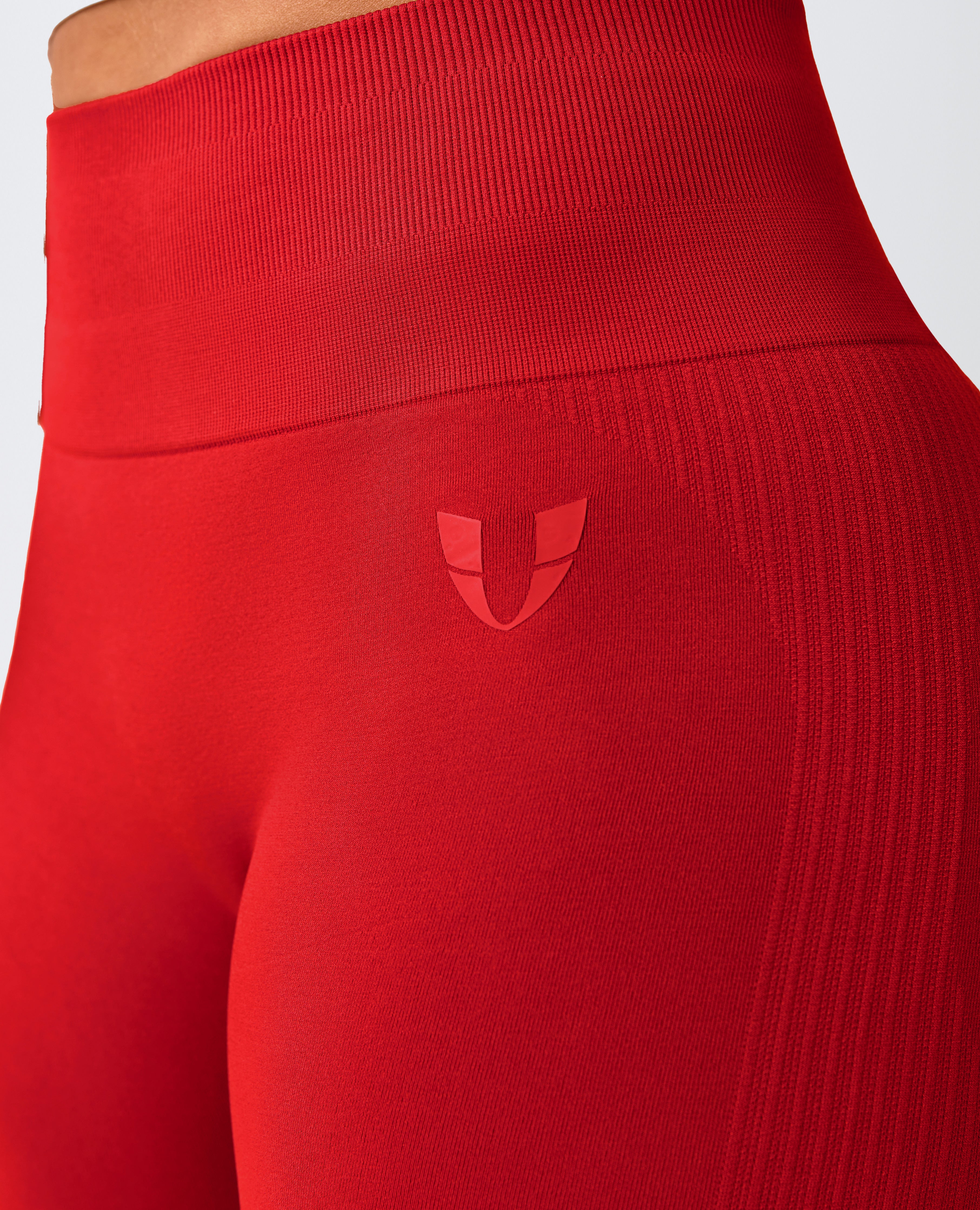 Ribbed Butt Lift Leggings - Red Cranberry