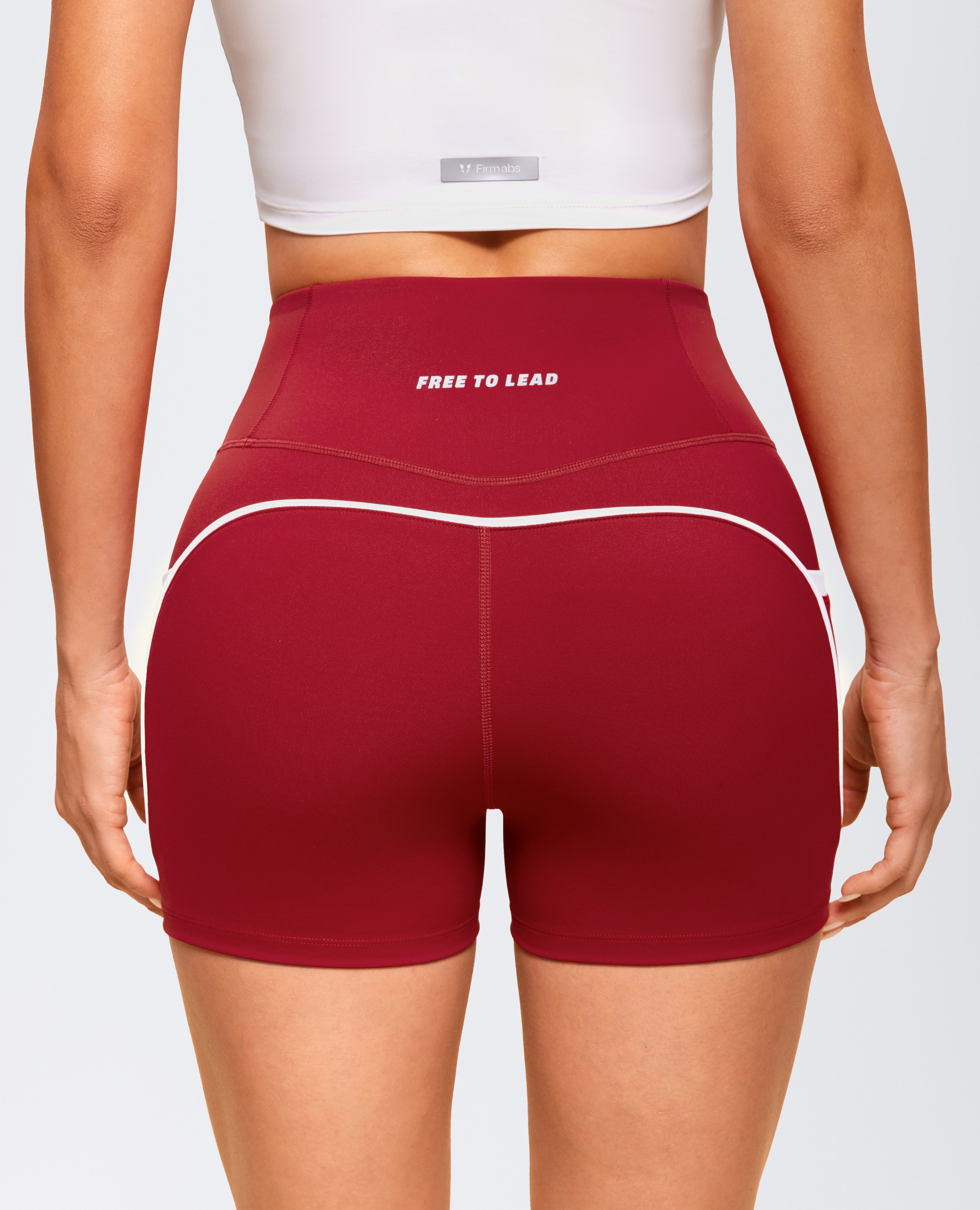 Butt Lift Pocket High Waist Shorts - Red Cranberry