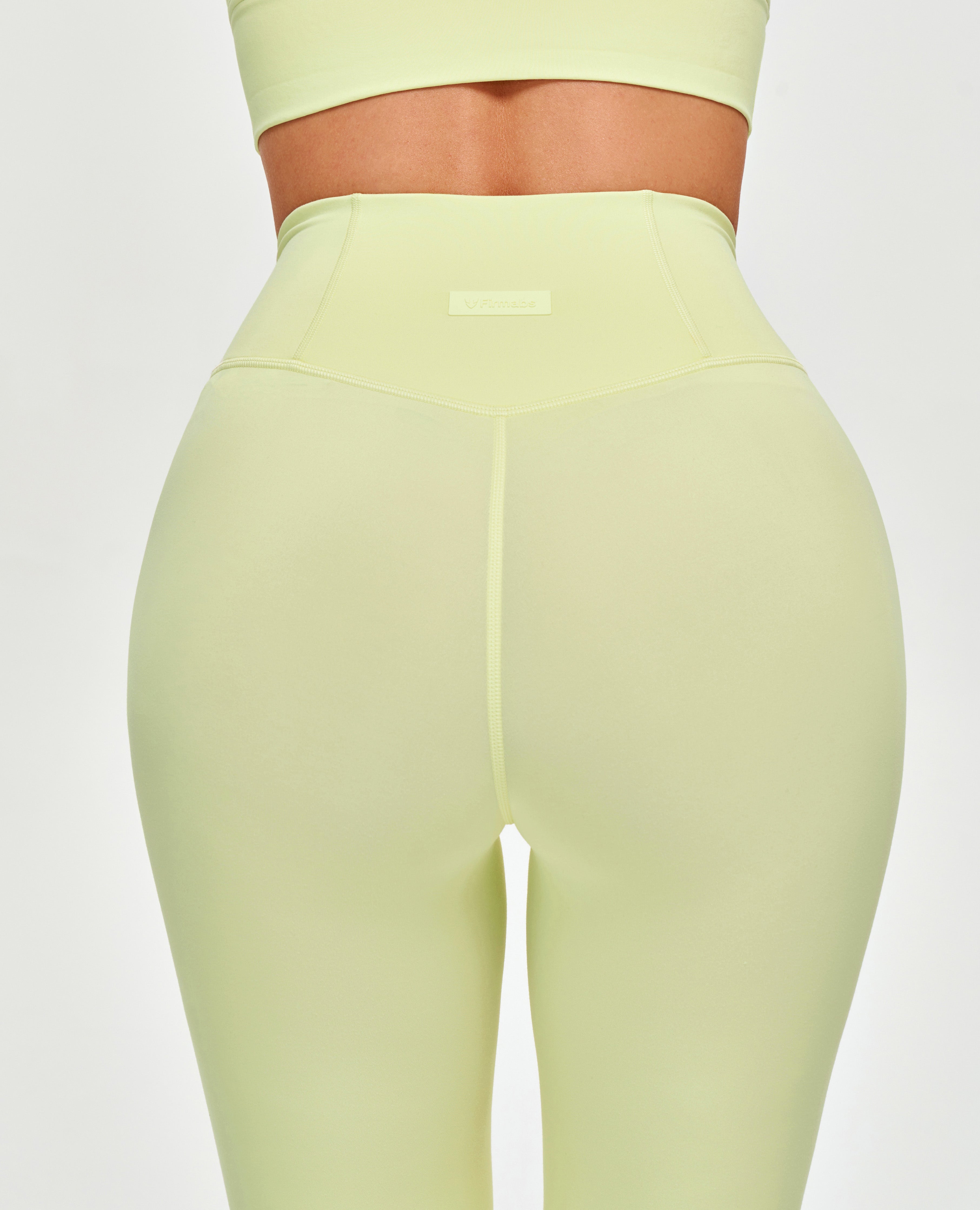 High Waisted Workout Leggings - Light Yellow