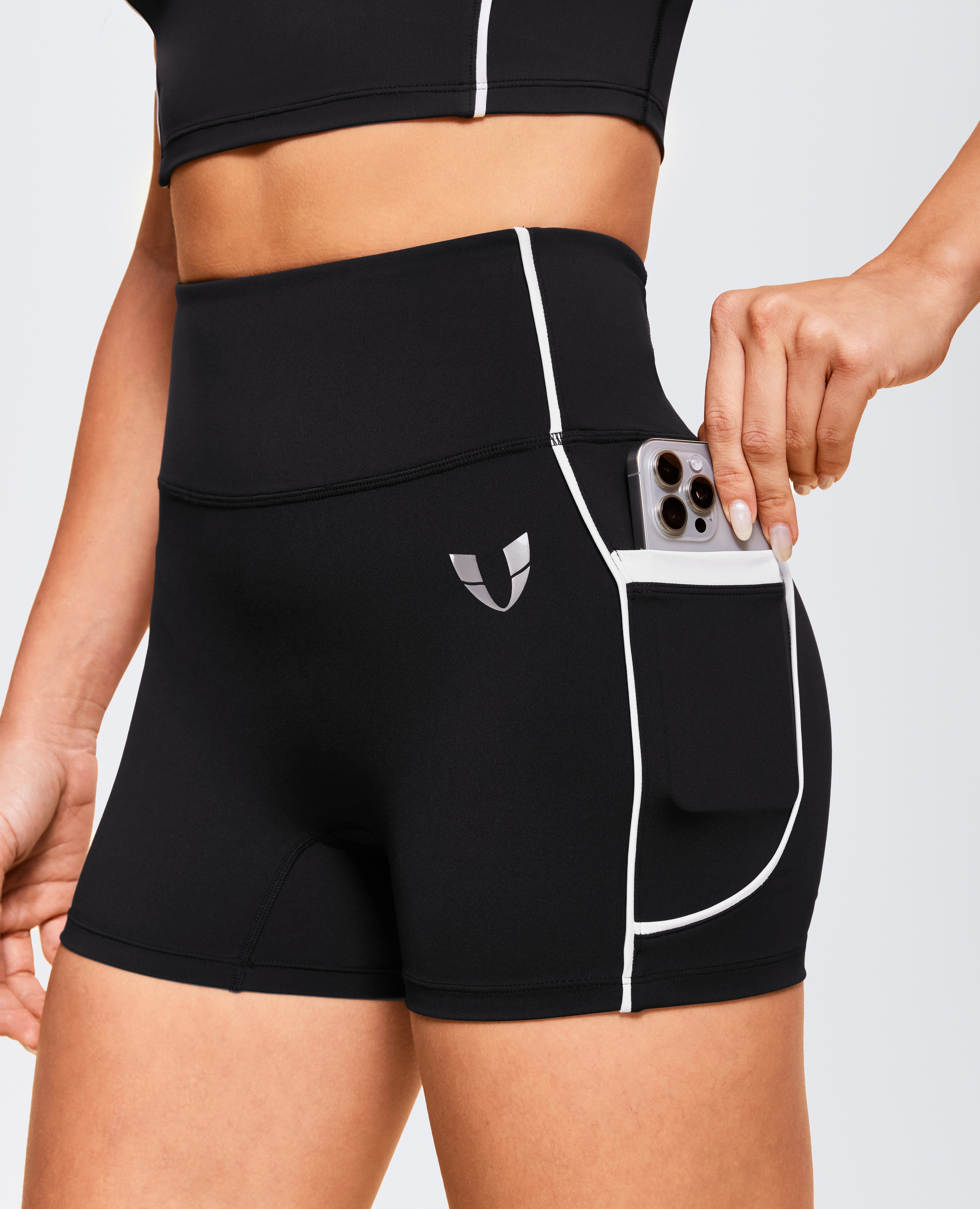 Butt Lift Pocket High Waist Shorts - Black