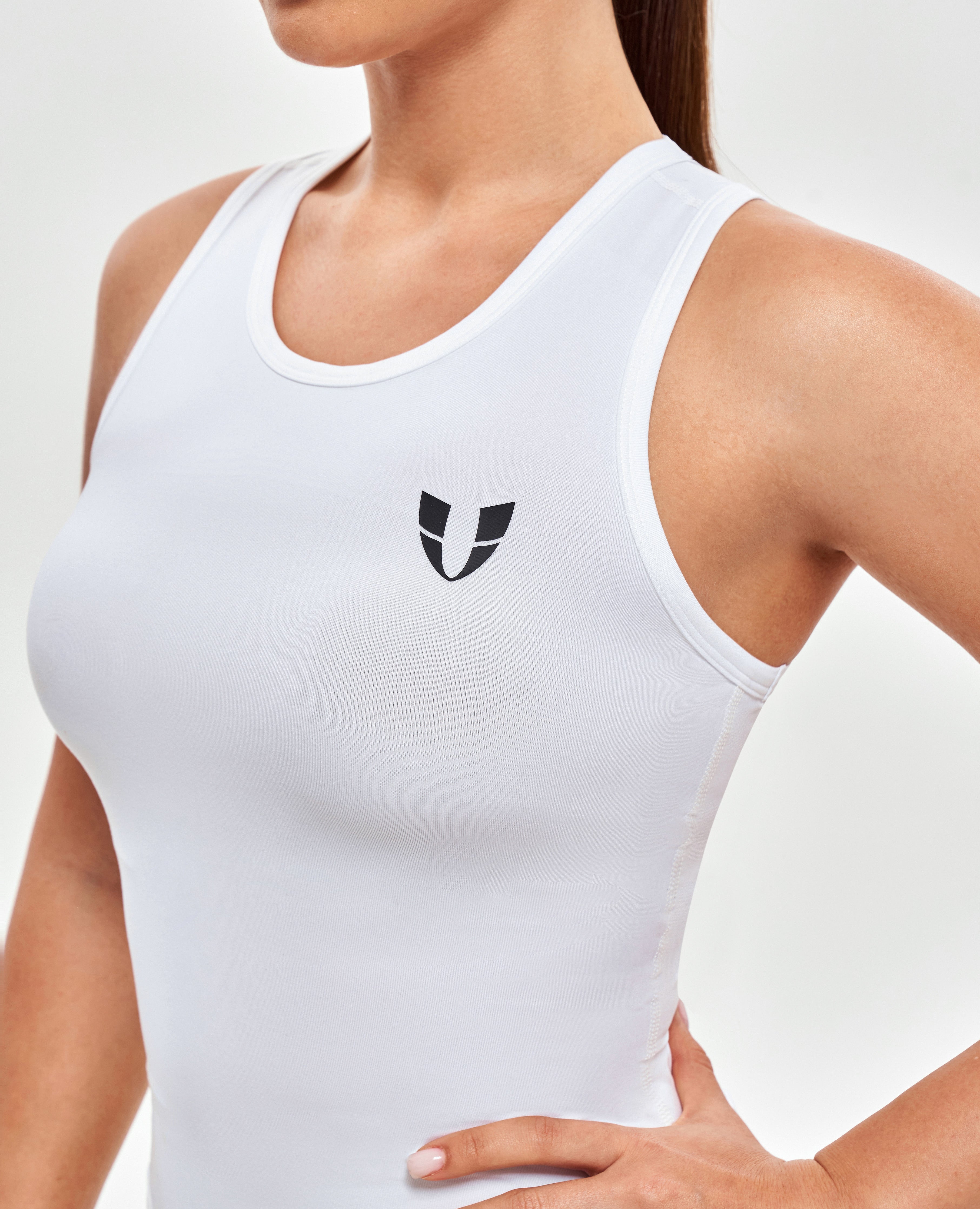 Round Neck Sports Tank - White