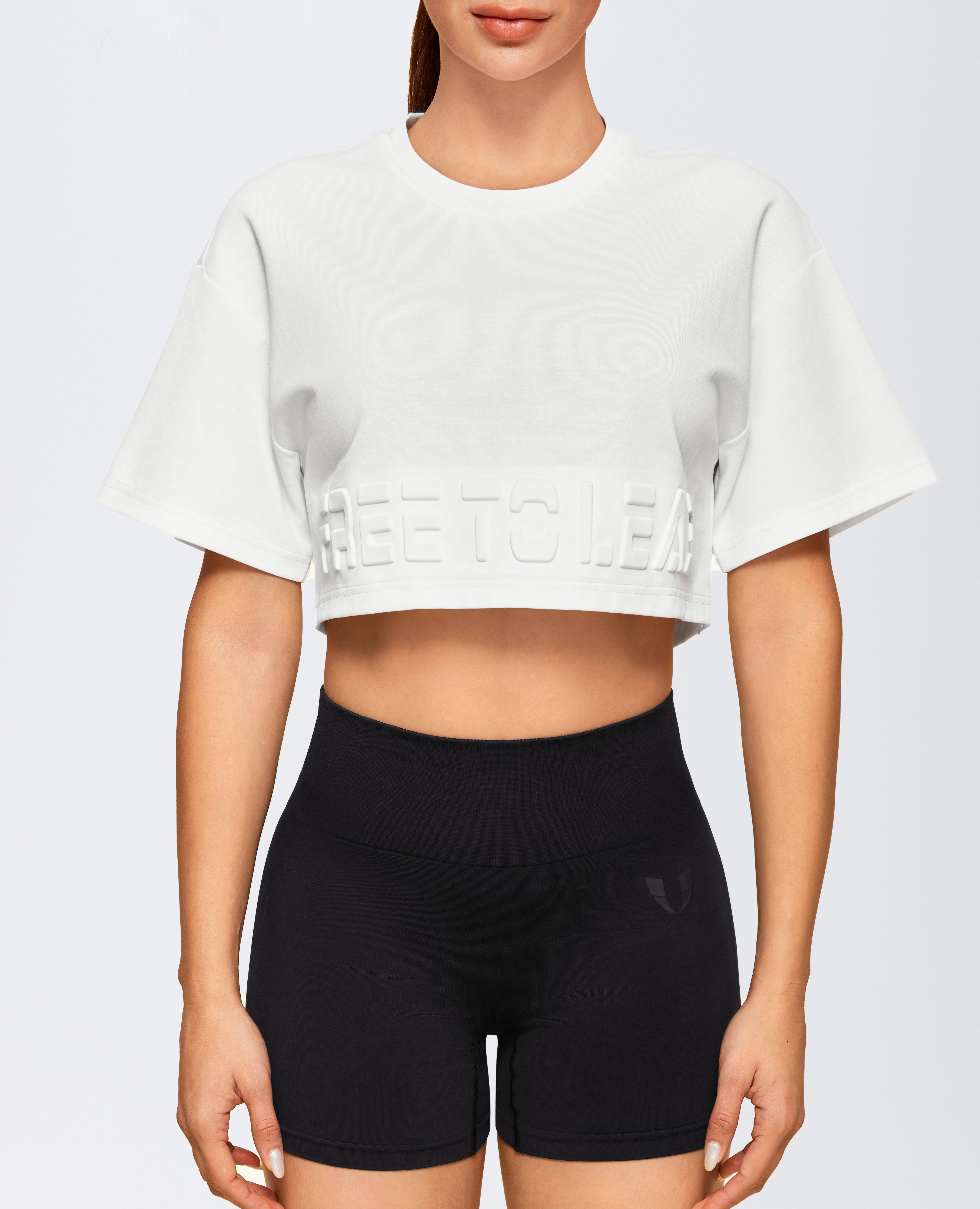 Camiseta cómoda súper recortada - blanco