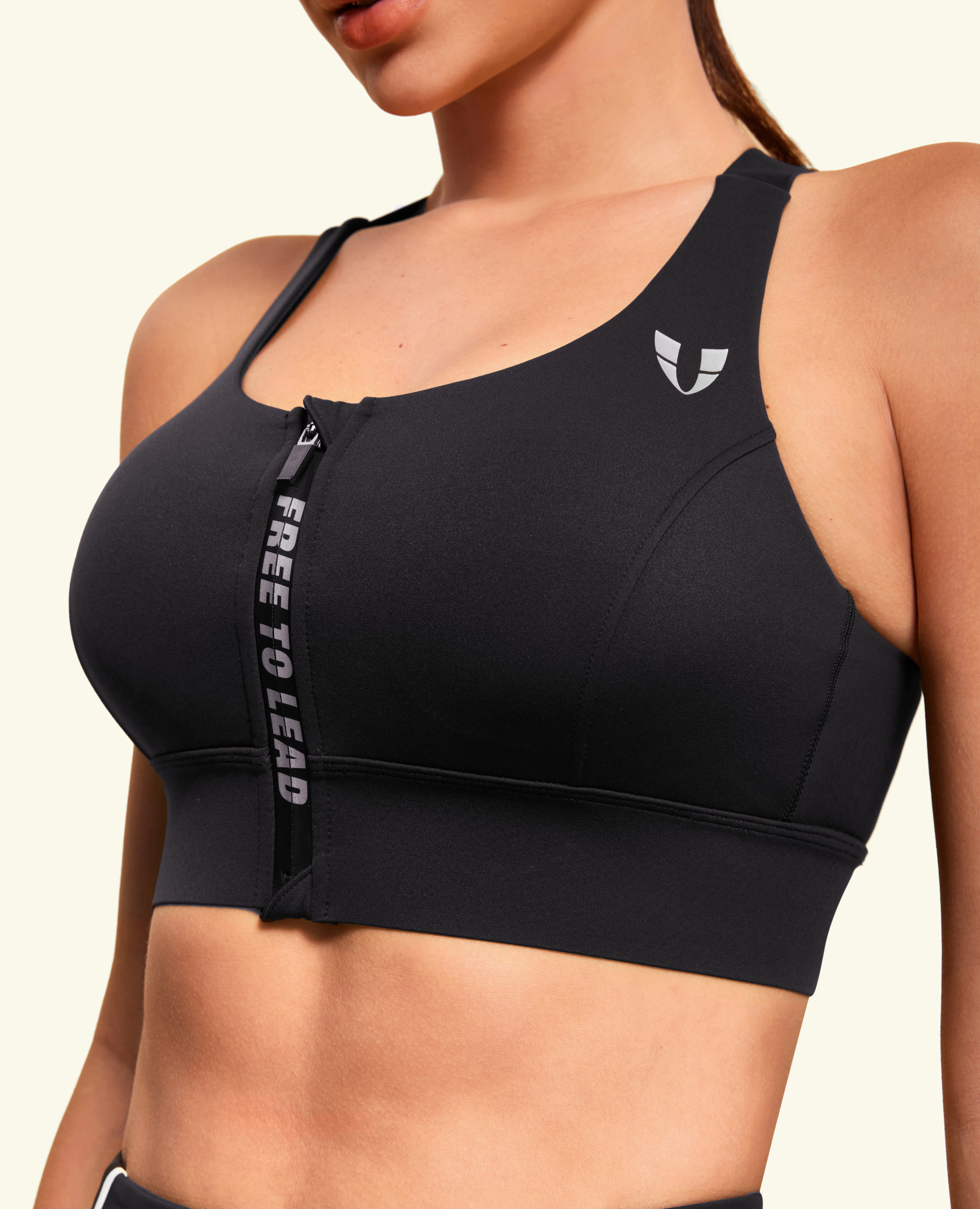 ENERGY ZIP Front Sports Bra - Negro