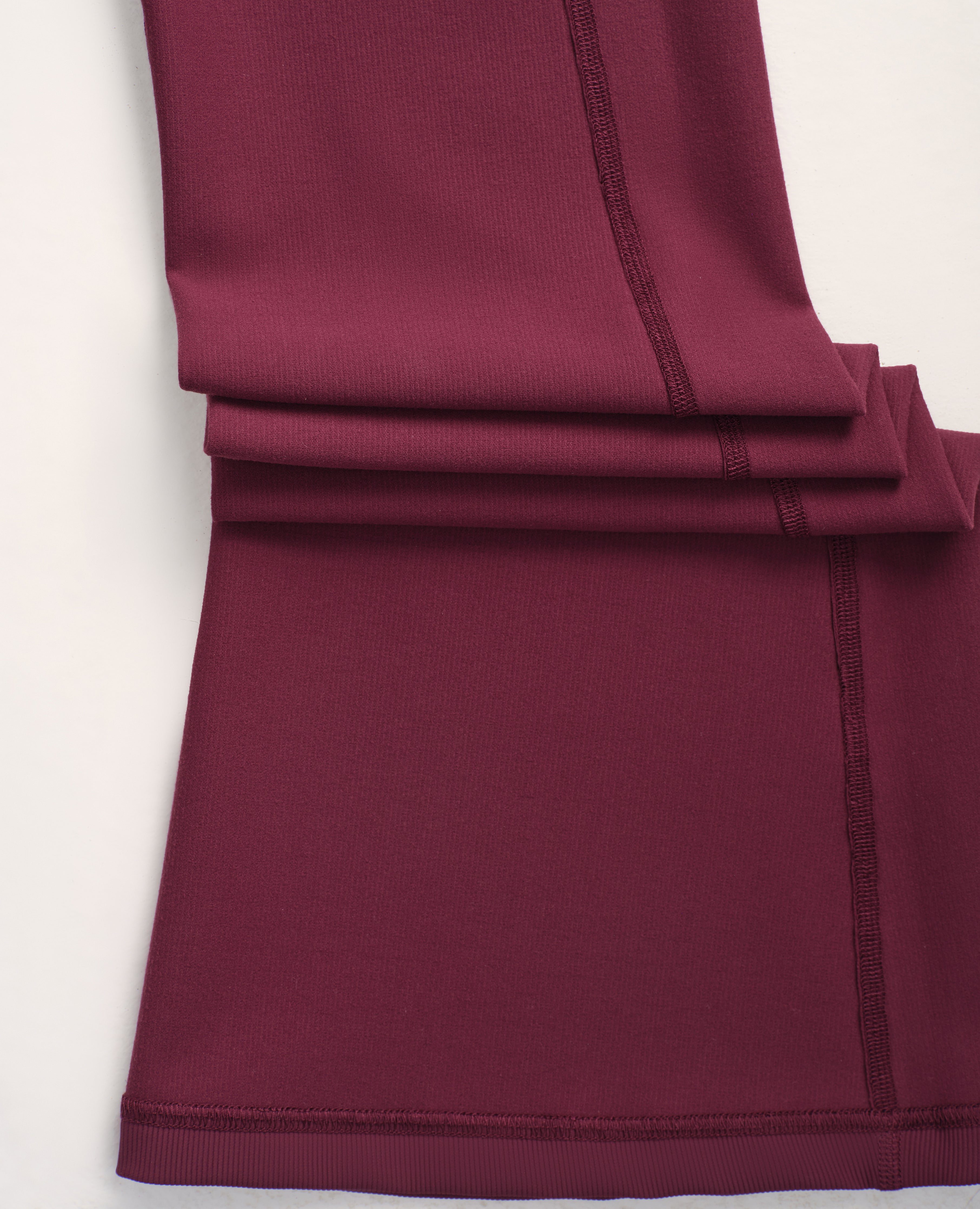 High Waisted Fleece Lined Flare Leggings - Jujube Red