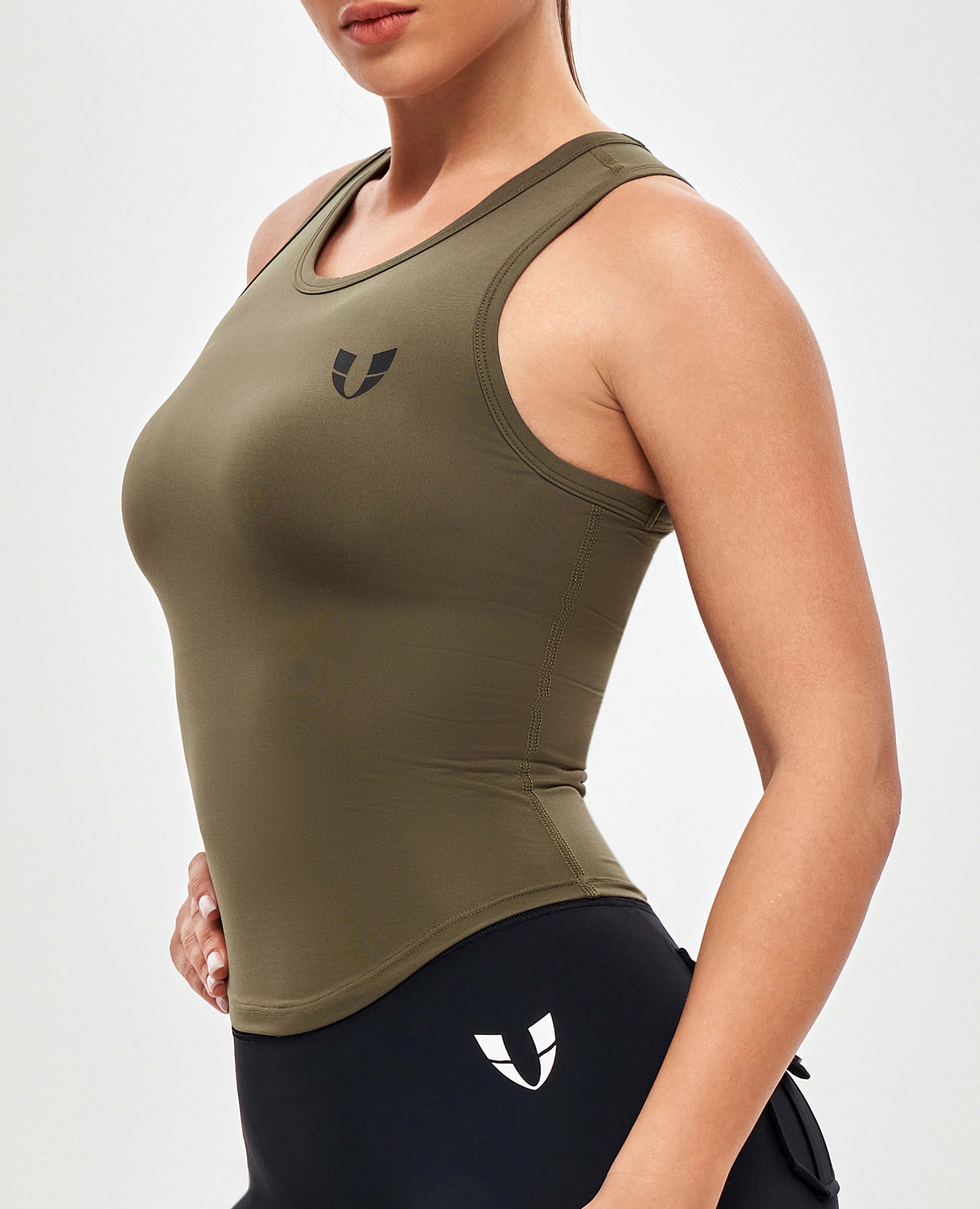 Round Neck Sports Tank - Moss Green