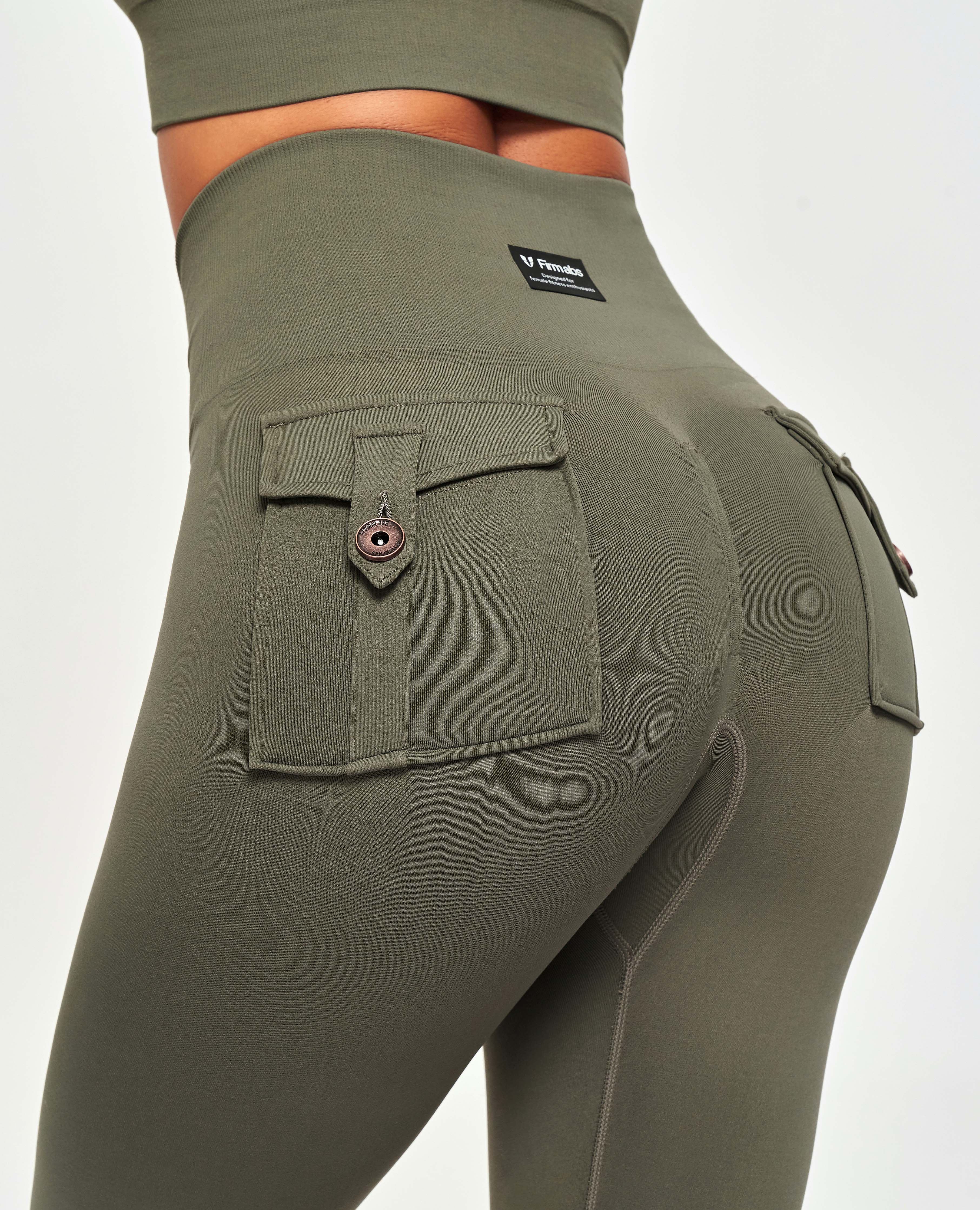 Seamless Cargo Leggings - Olive Green