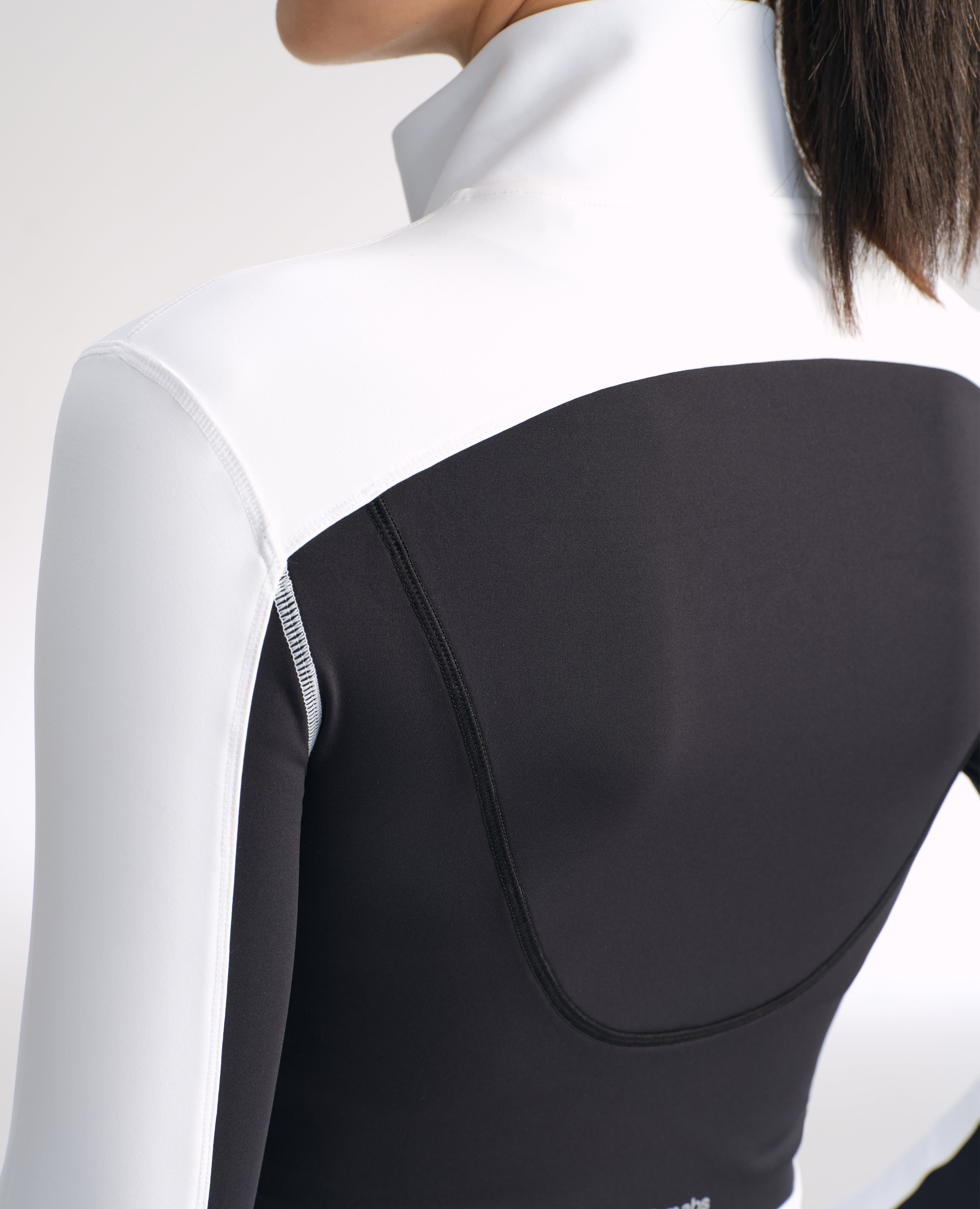 Slim Fit Color Block Athletic Jacket - White and Black