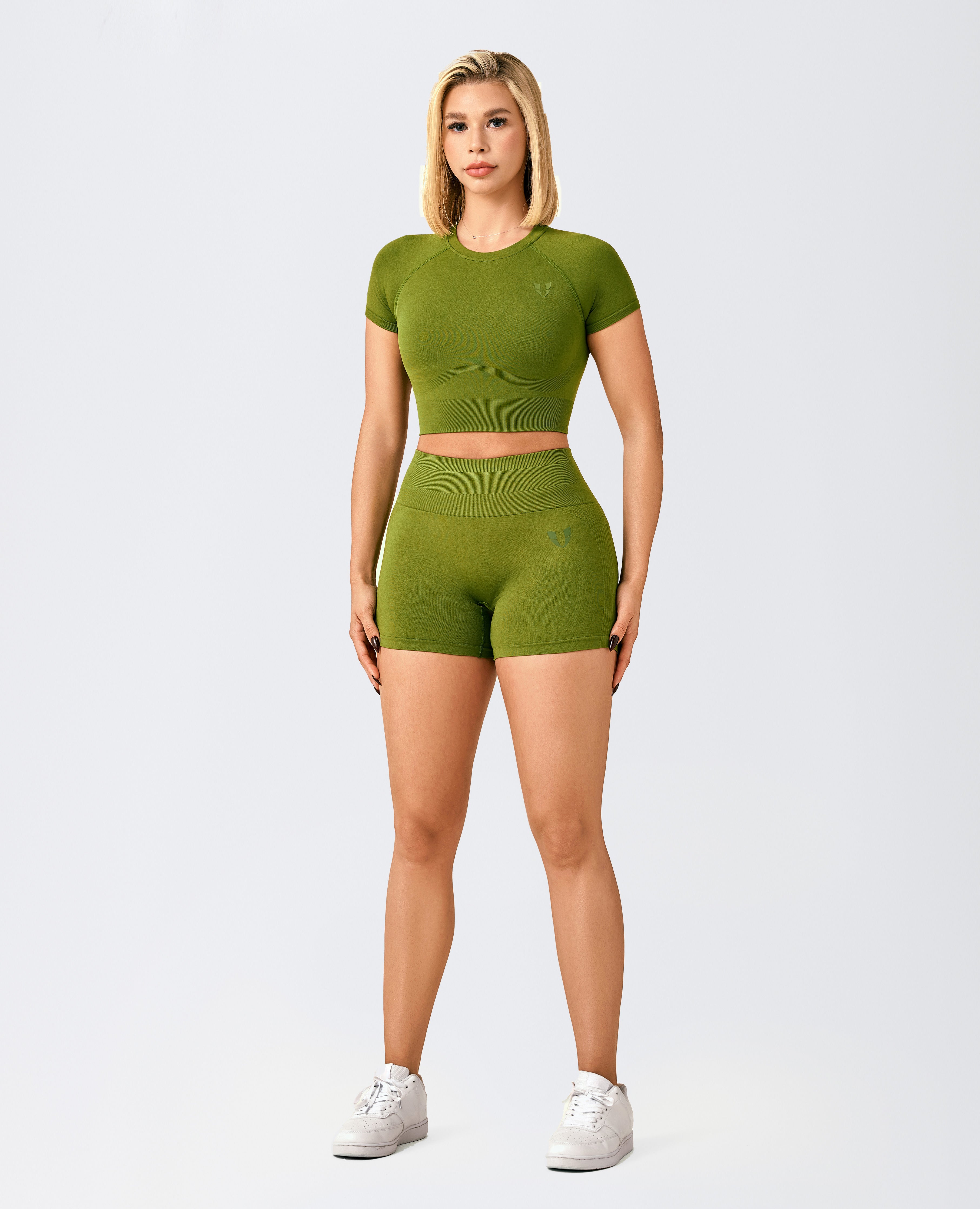 Tight Fit High Waist Shorts - Grass Green