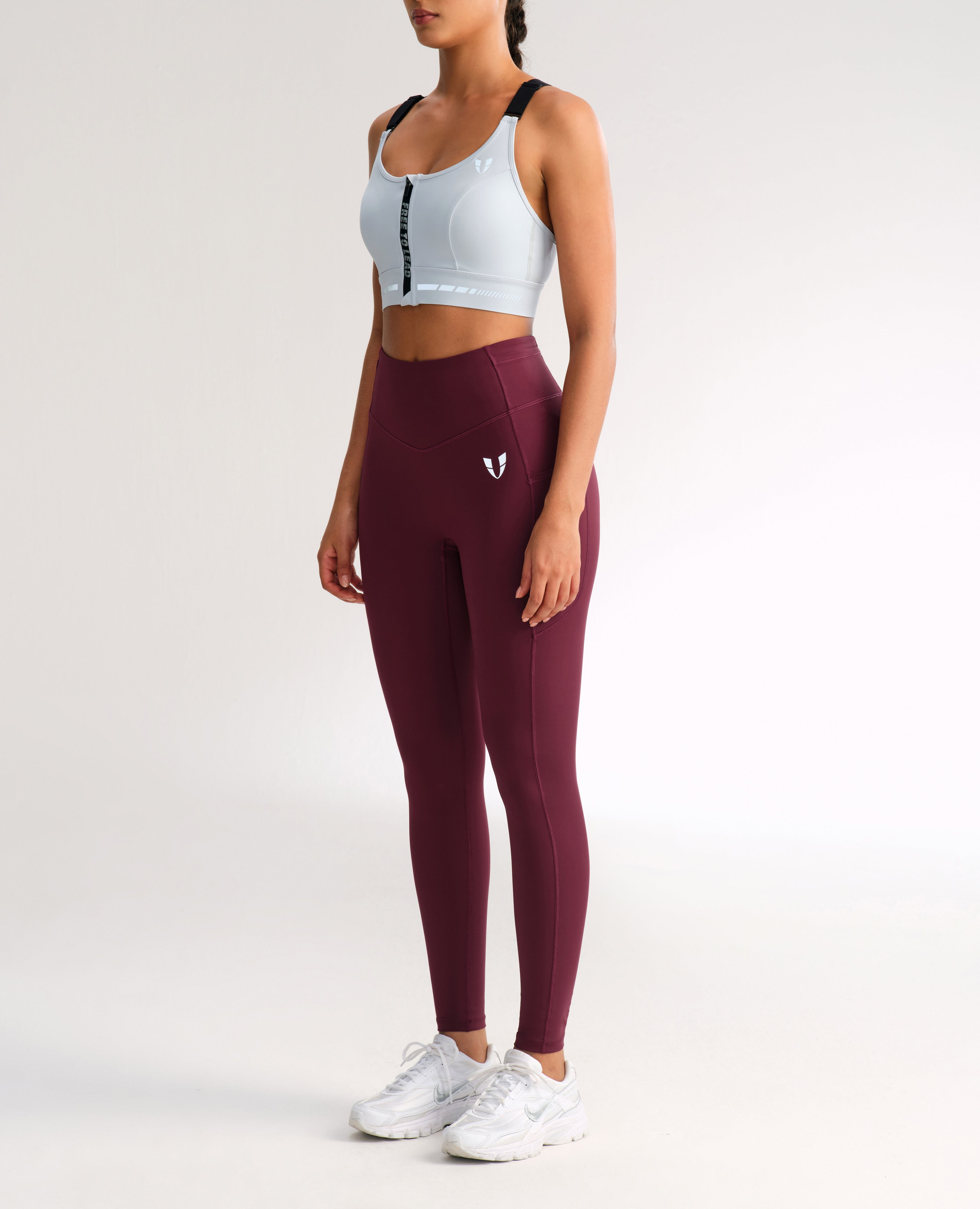 Zip Up High Support Active Bra - Gray