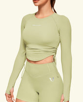 Camiseta de manga larga con cordón - Pea verde