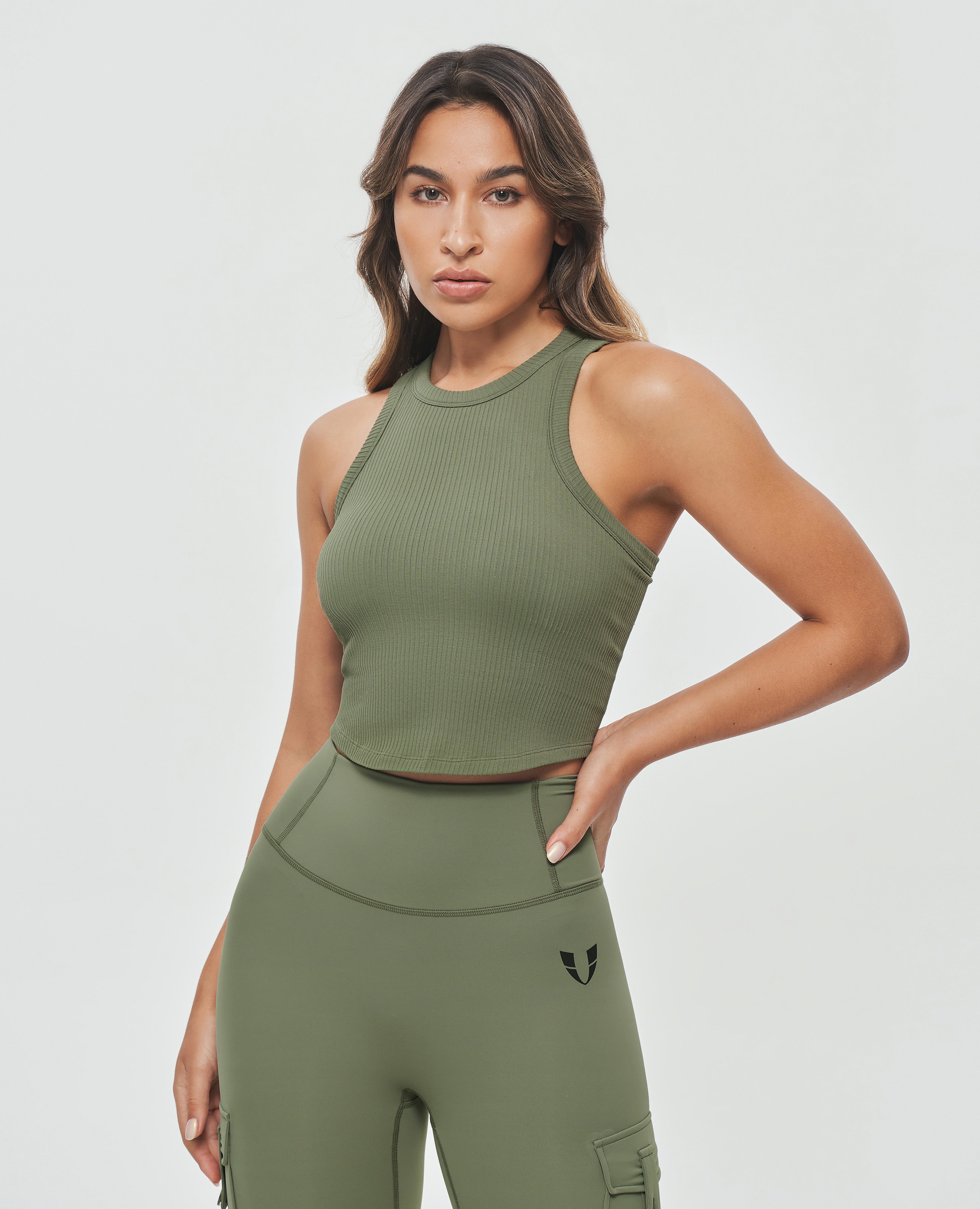 Padded Workout Tank - Olive Green