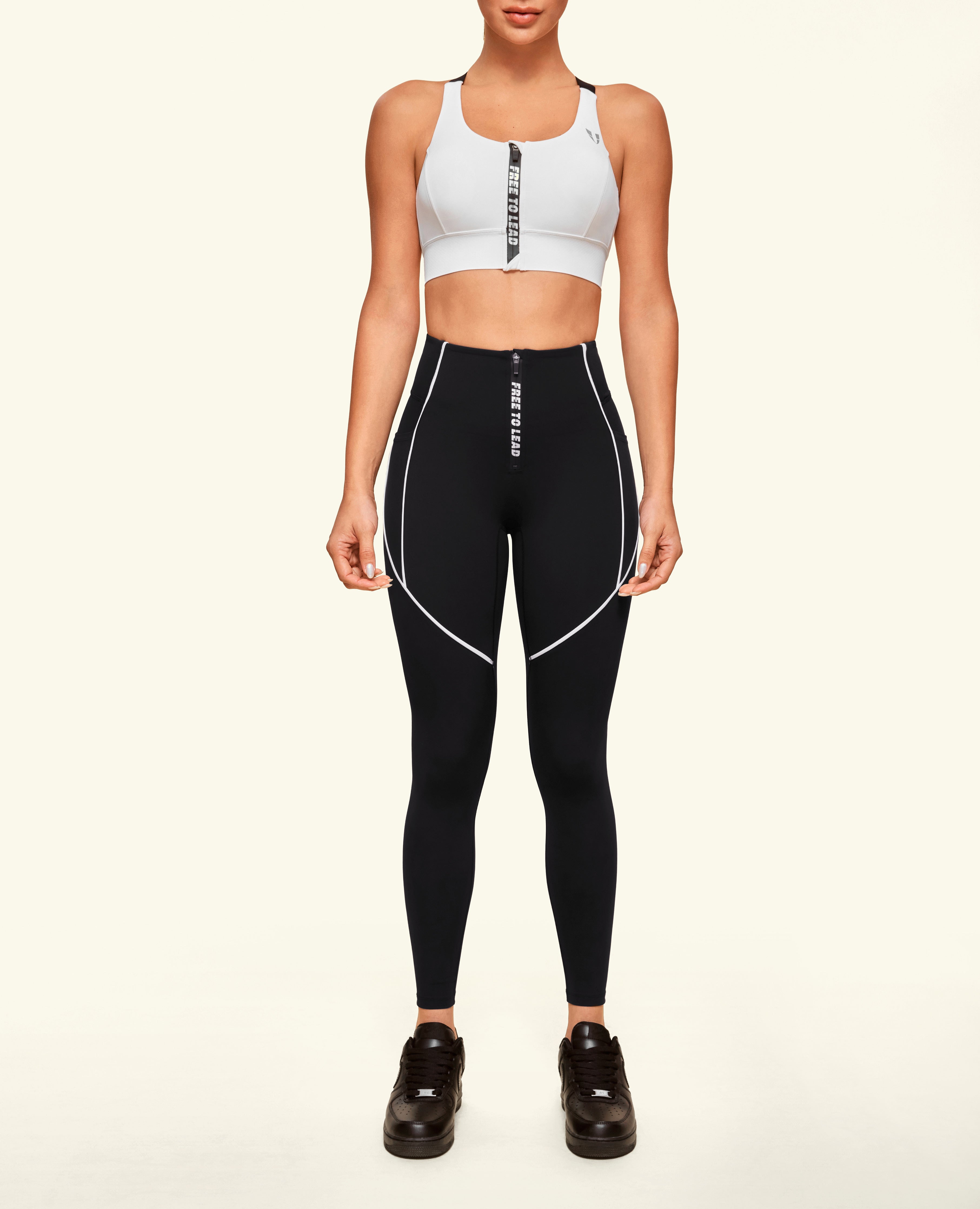 Energy Zip Front Sports Bra - White