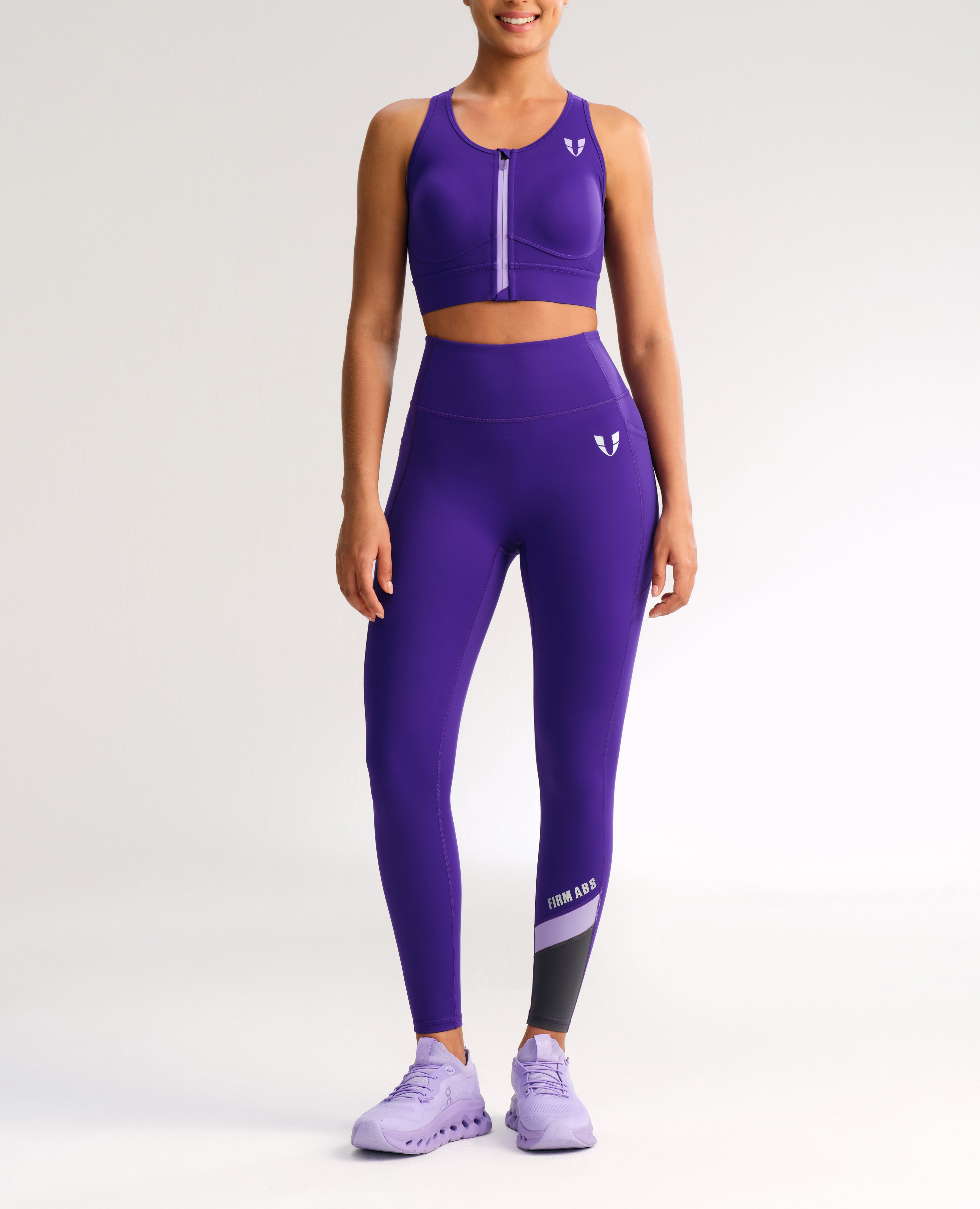 Zip Front High Support Sports Bra - Dark Purple