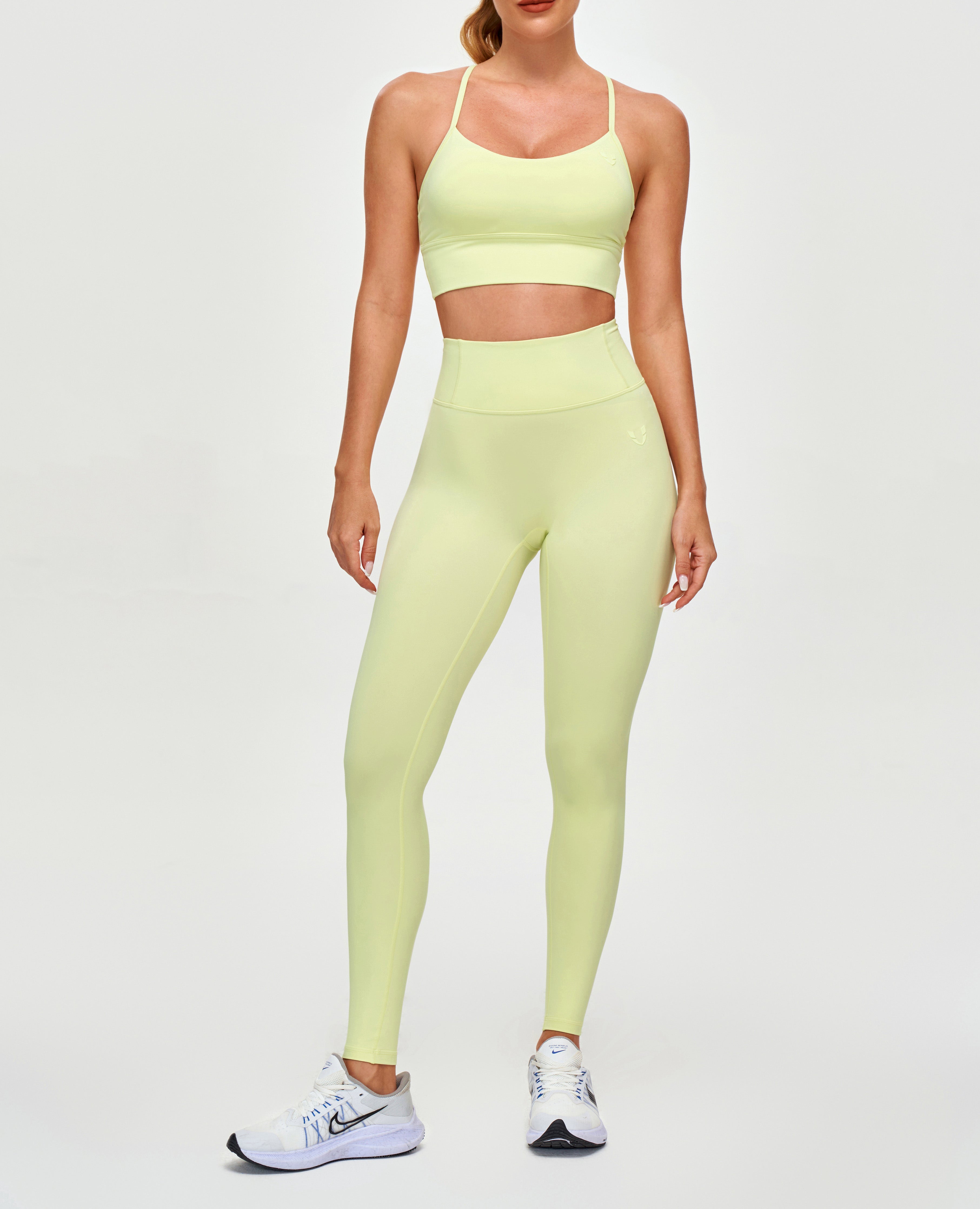 Hoch taillierte Trainingsleggings – Hellgelb