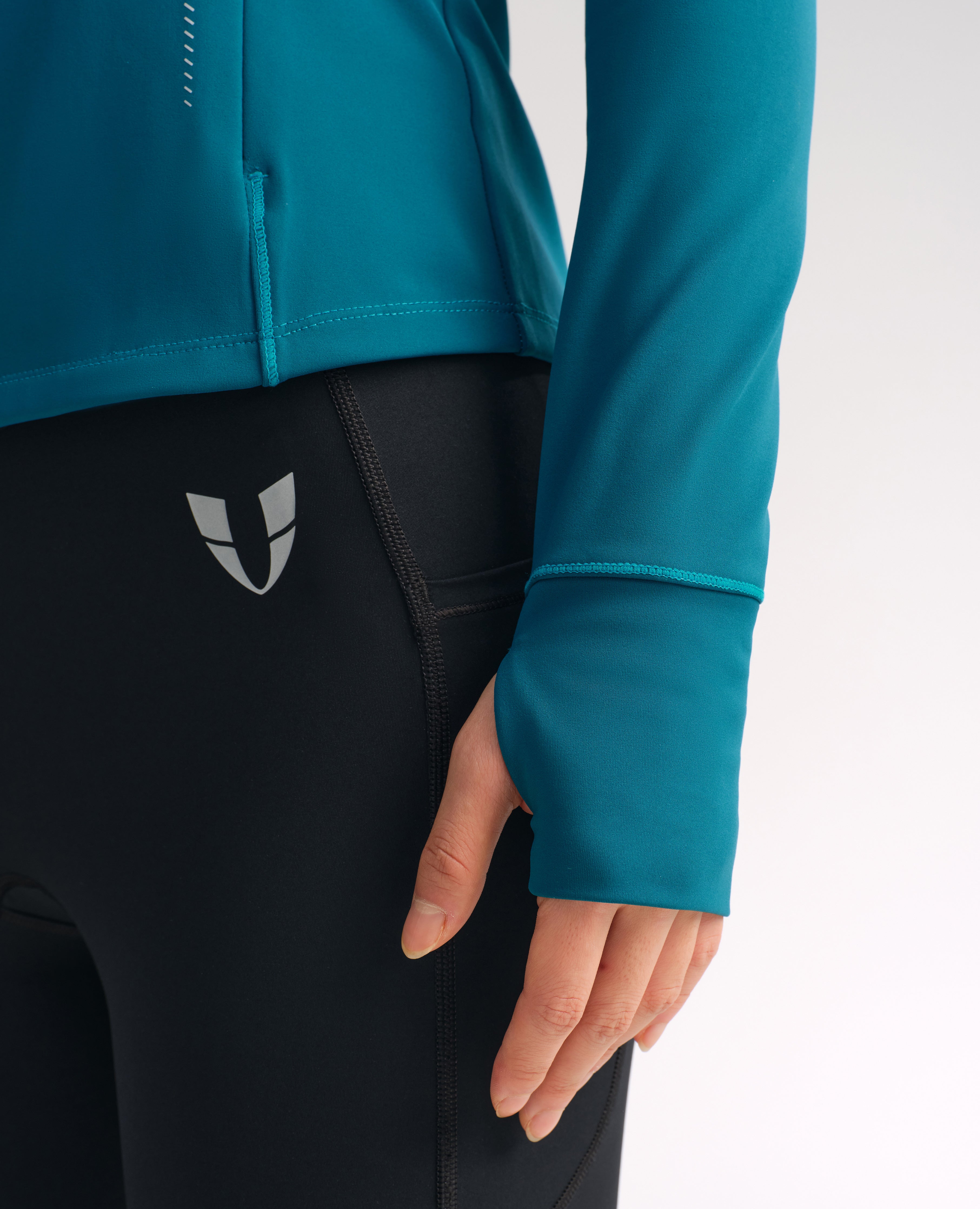 Slim Fit Thin Fleece Athletic Jacket - Peacock Blue