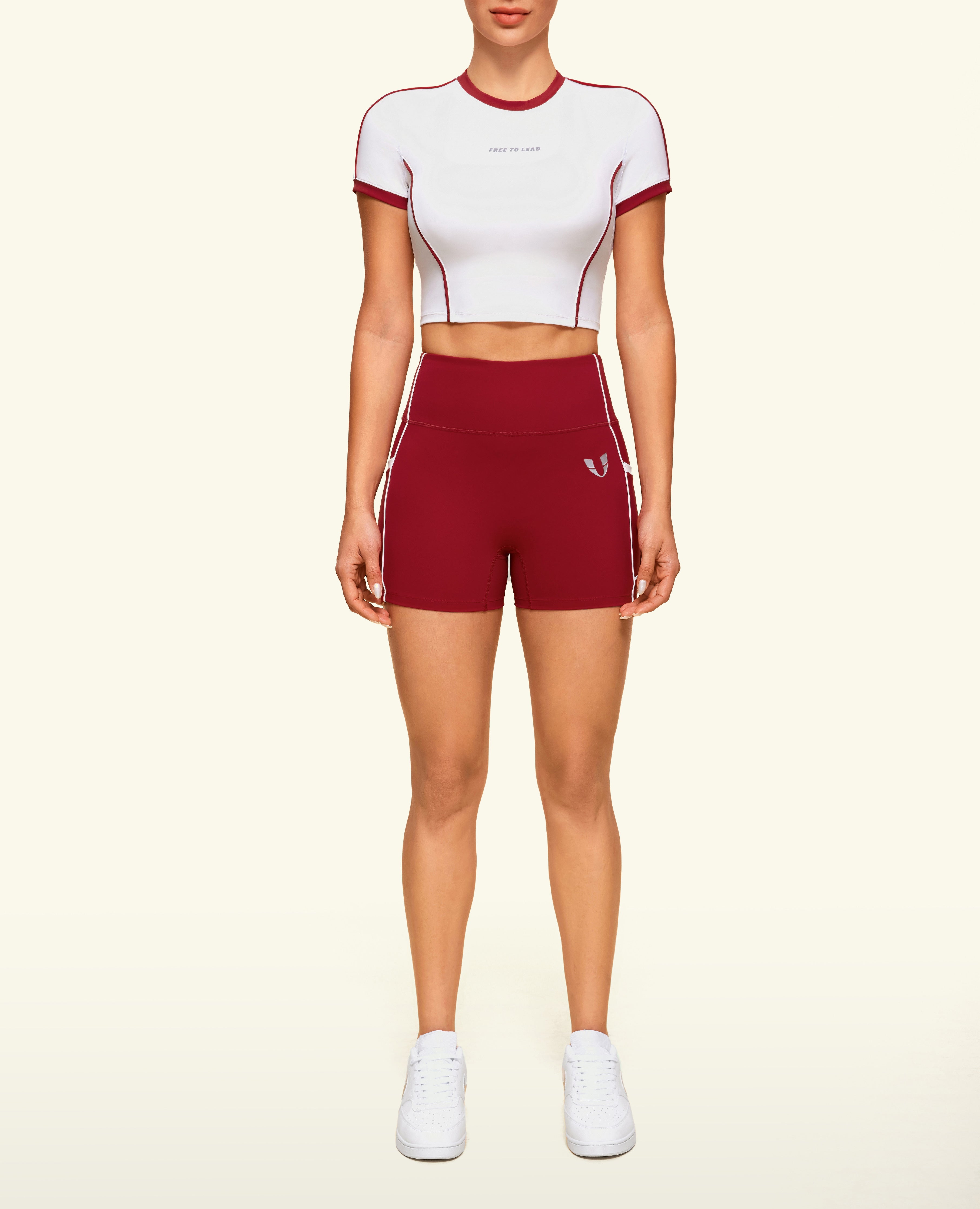 Butt Lift Pocket High Waist Shorts - Red Cranberry