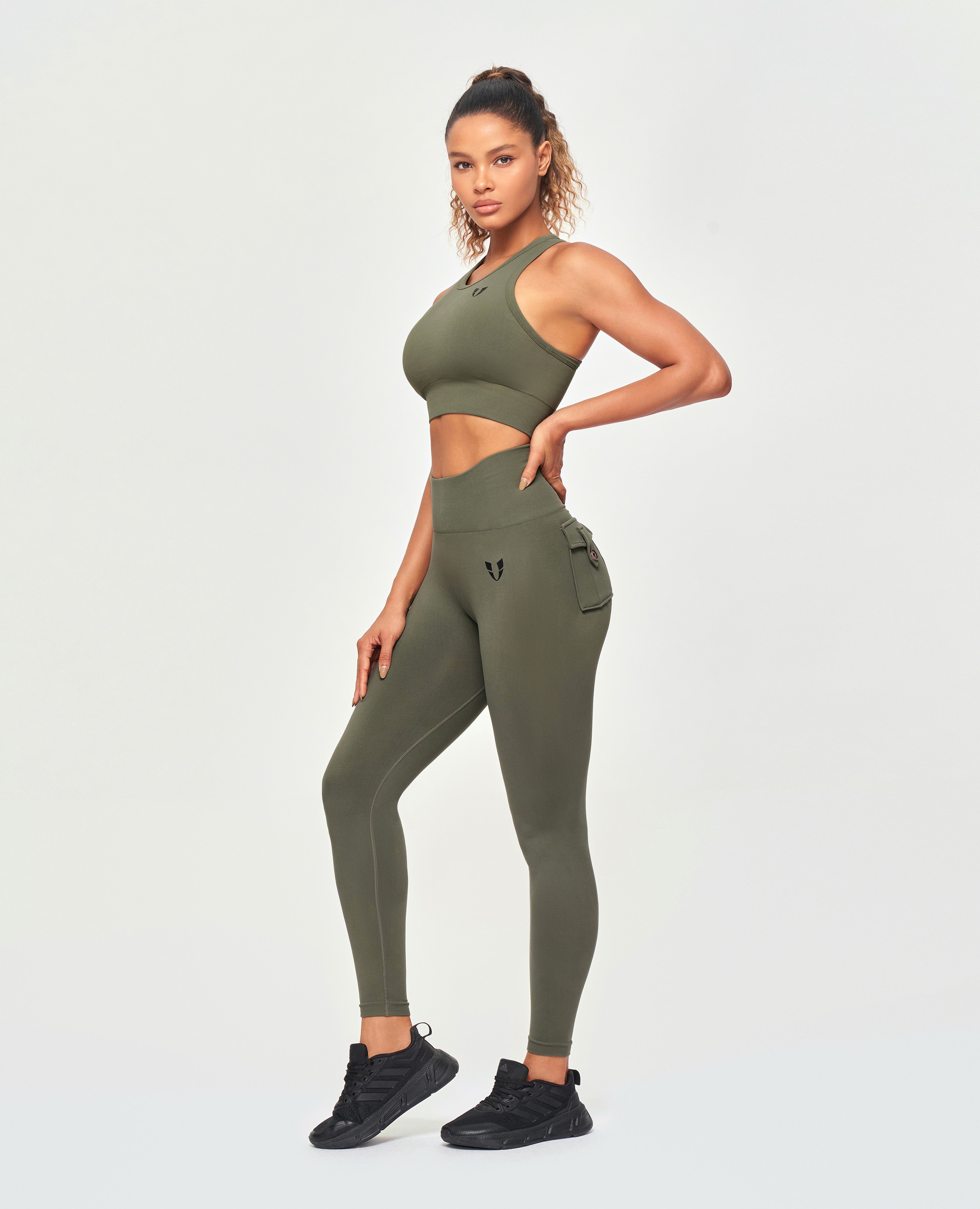 Seamless Cargo Leggings - Olive Green