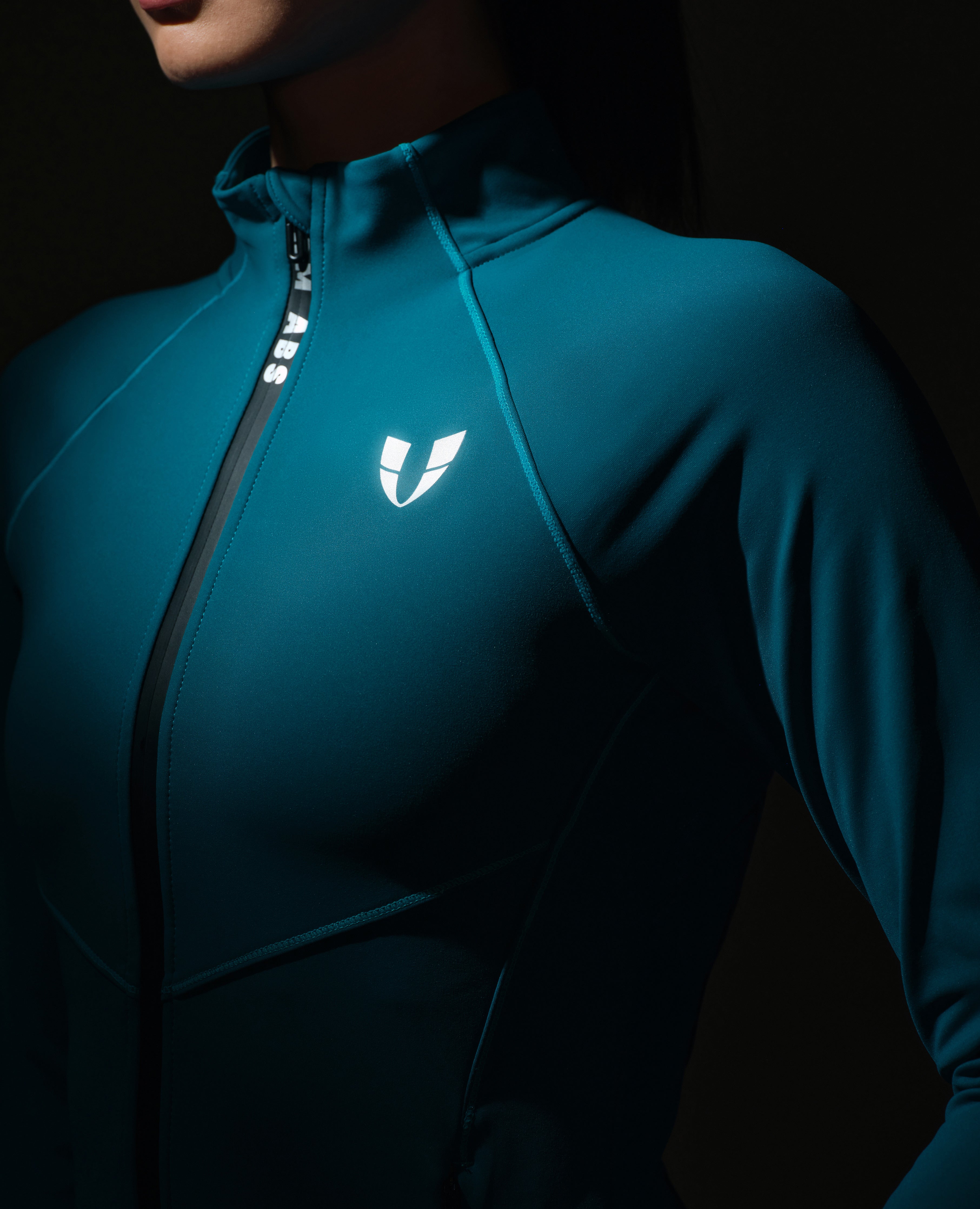 Slim Fit Thin Fleece Athletic Jacket - Peacock Blue