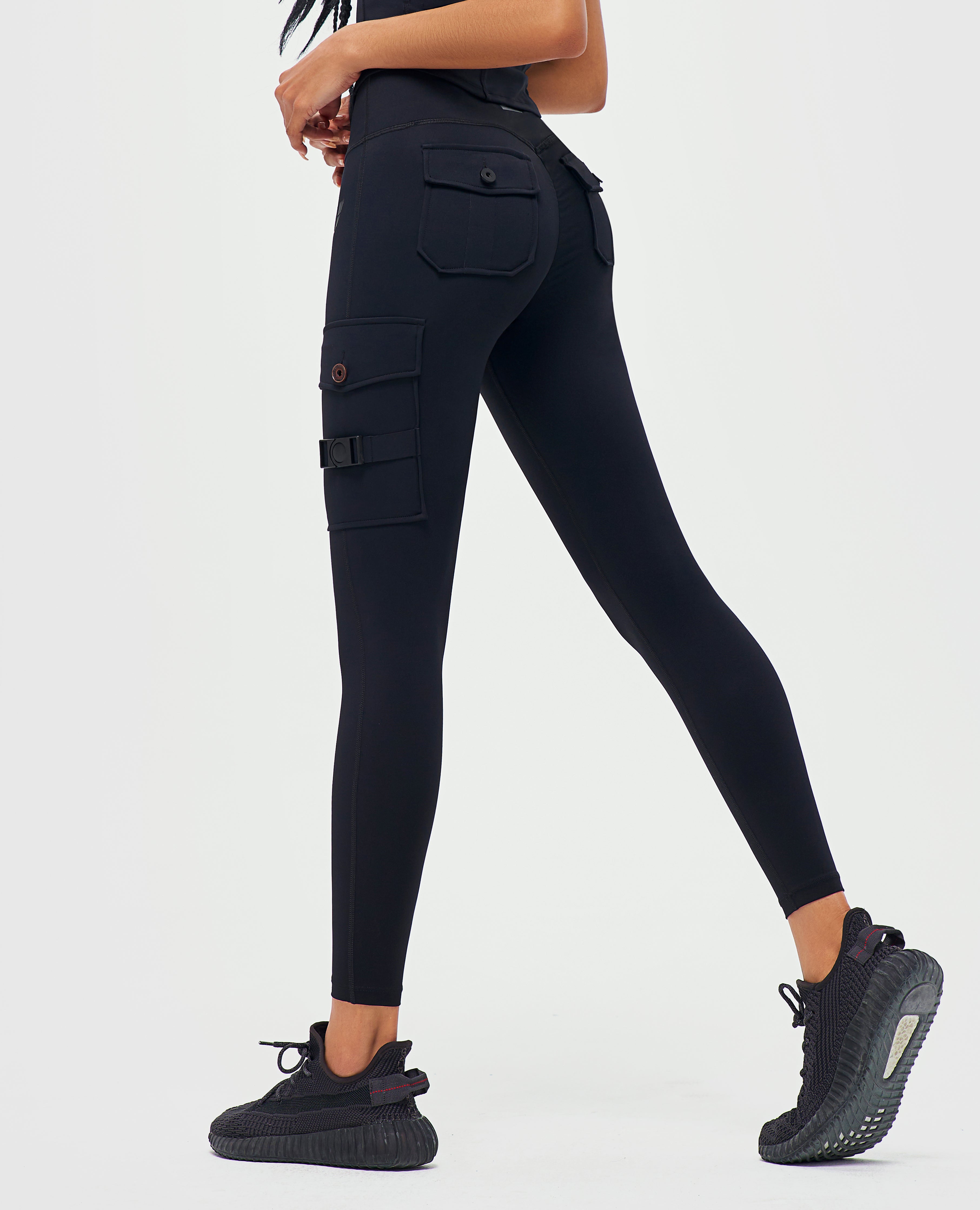 Cargo Fitness Leggings 2PCS Black + Orange