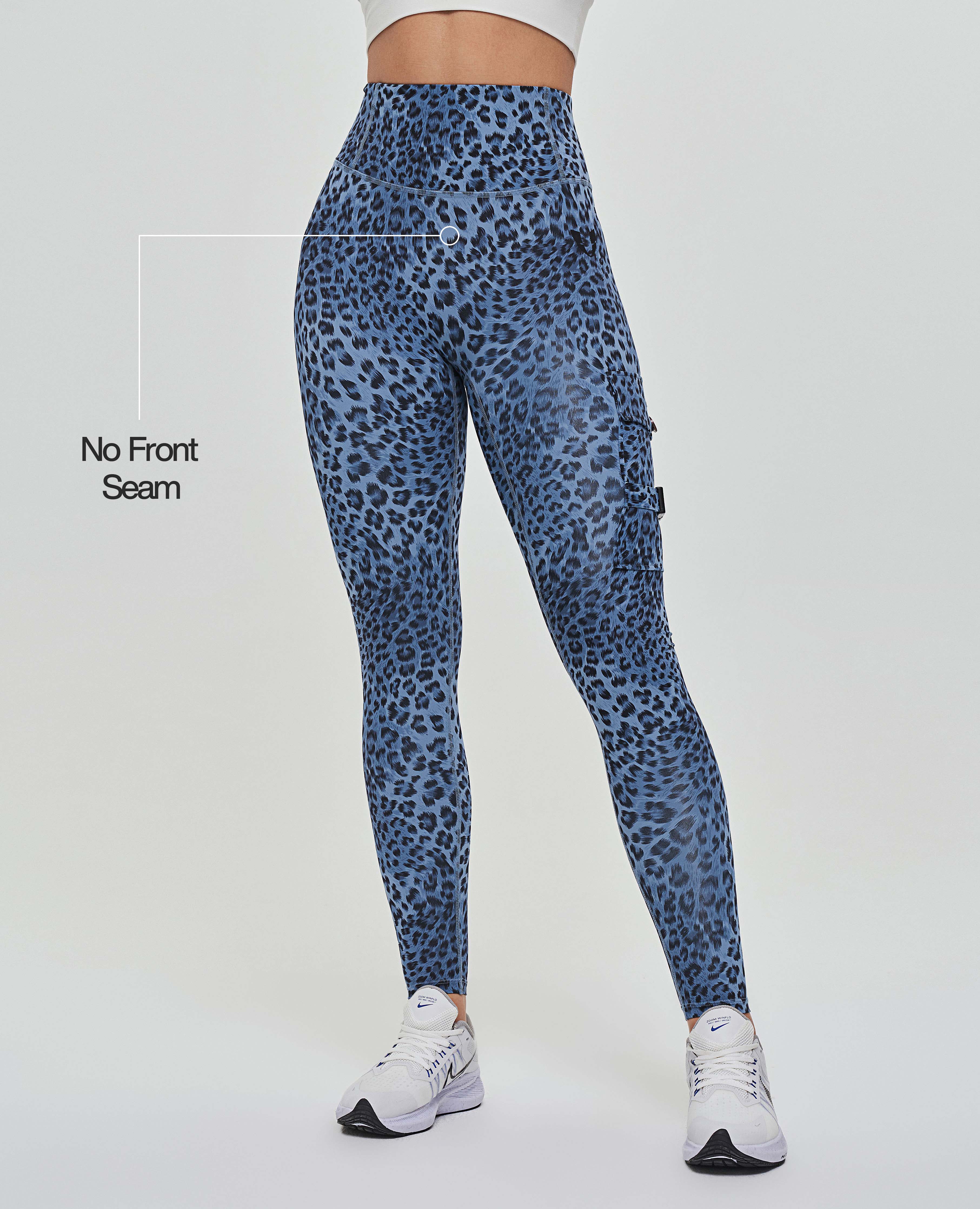 Cargo Fitness Leggings - Blue Leopard