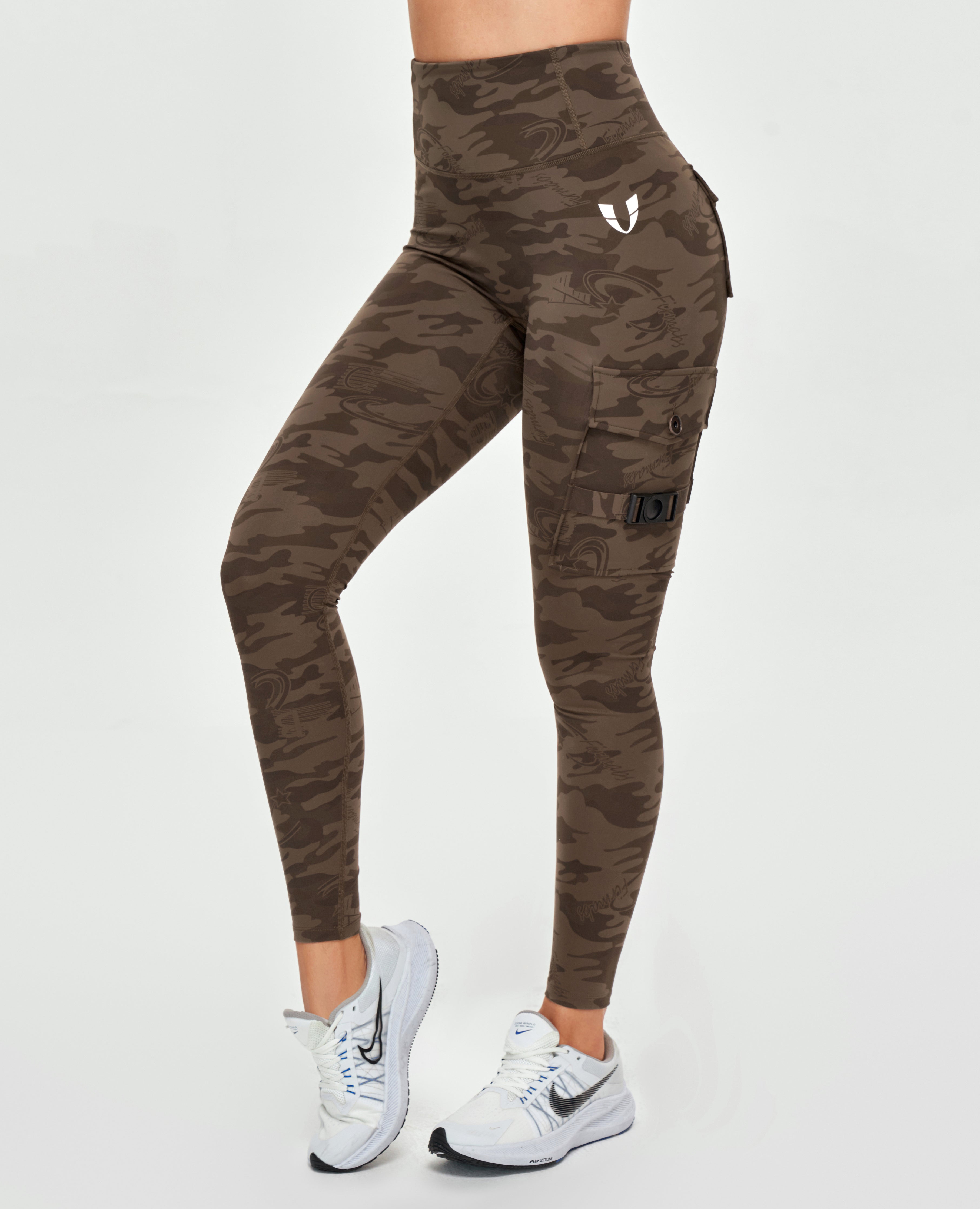 Cargo Fitness Leggings - Khaki Camo