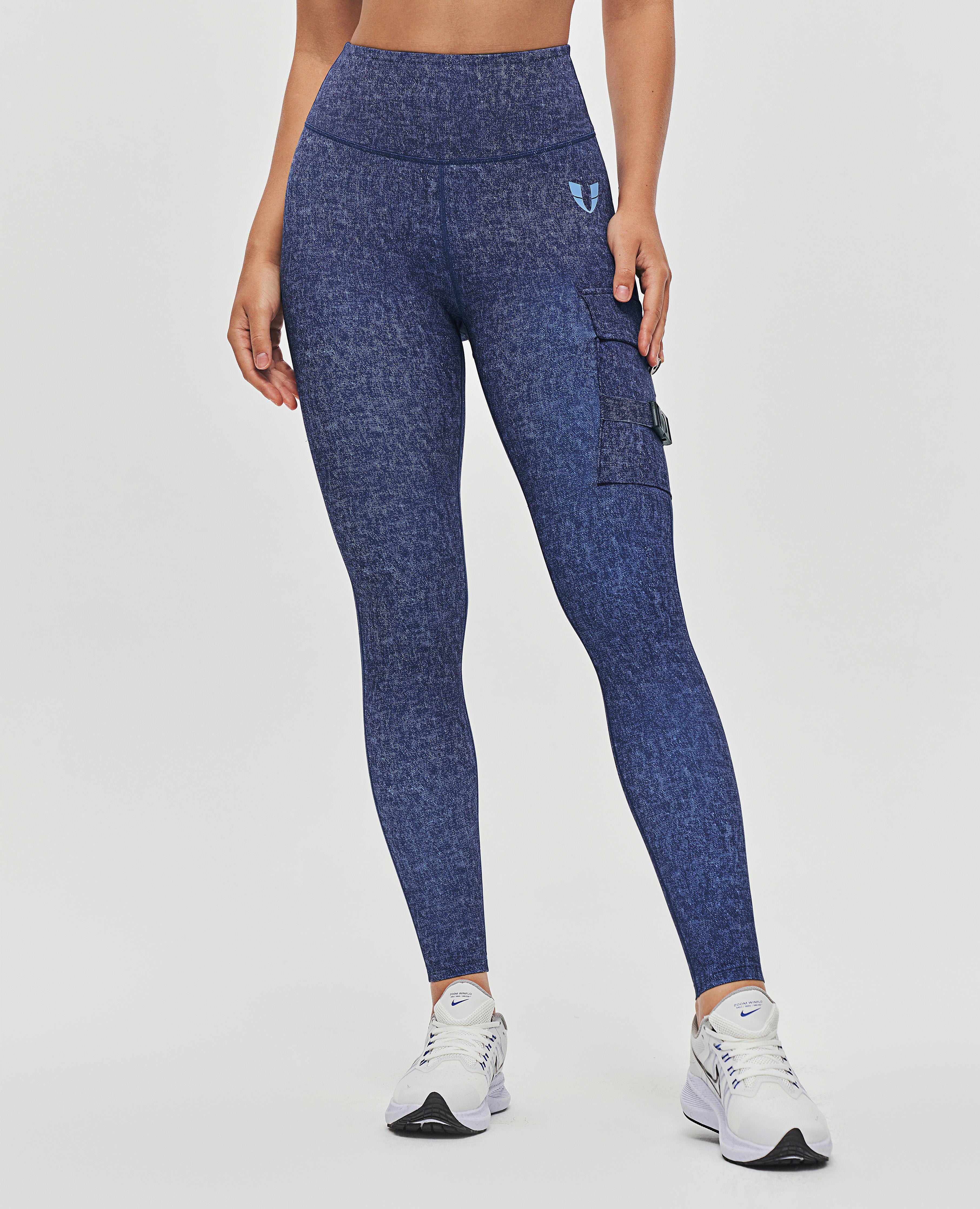 Cargo Fitness Leggings Denim Blue