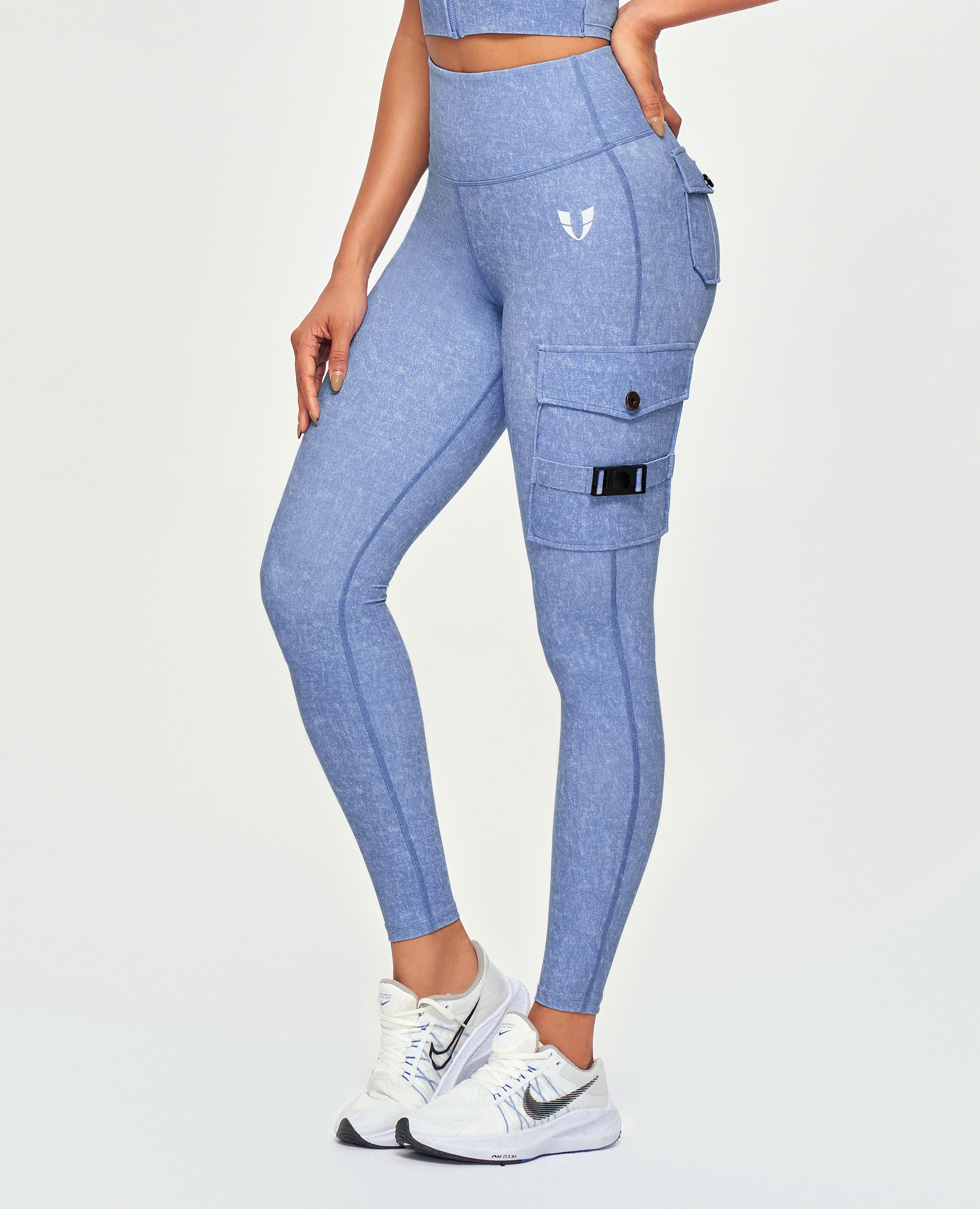 Leggings cargo fitness - Azul denim claro